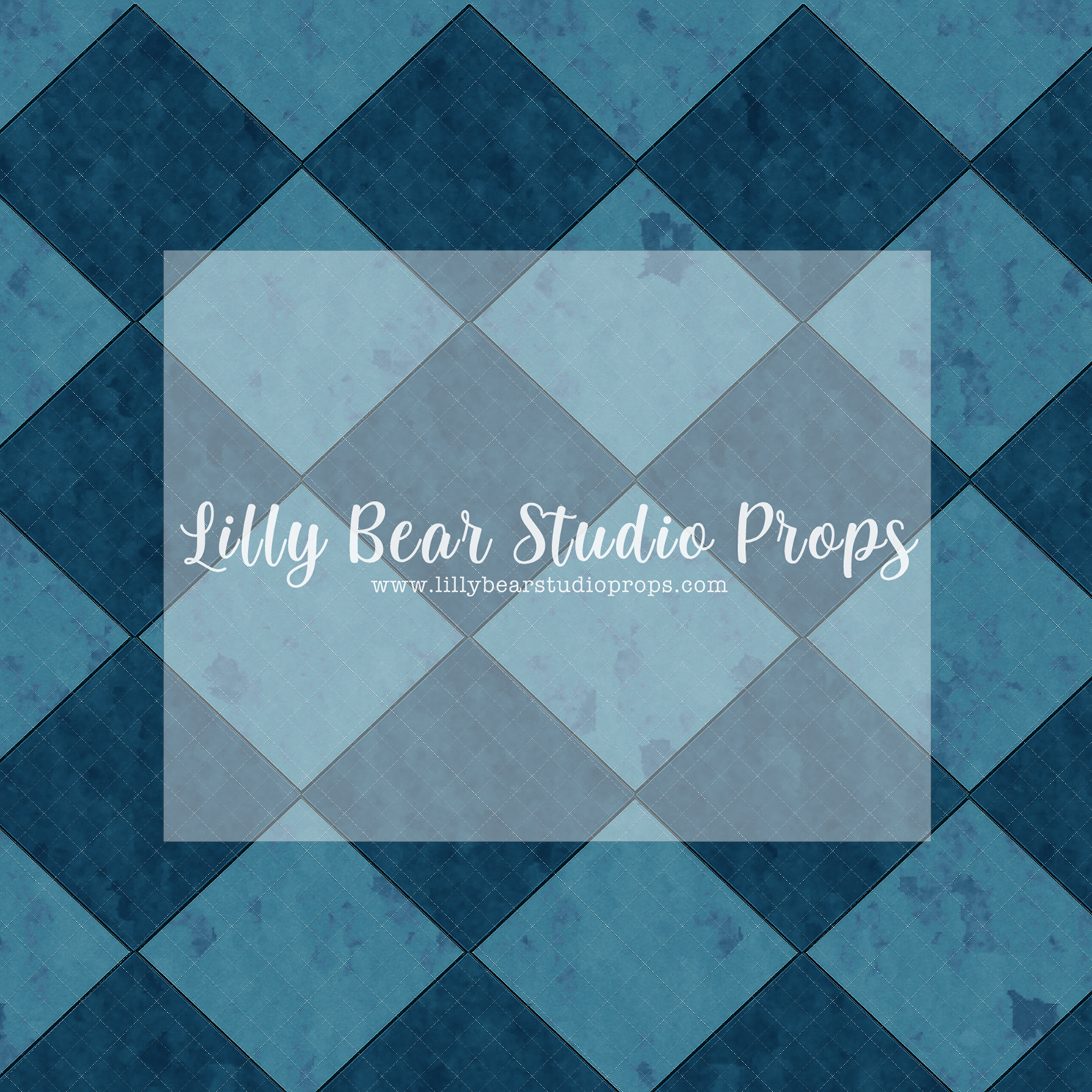 Blue Chequerboard Floor - Lilly Bear Studio Props, fabric, FLOORS, mat, neo, vinyl