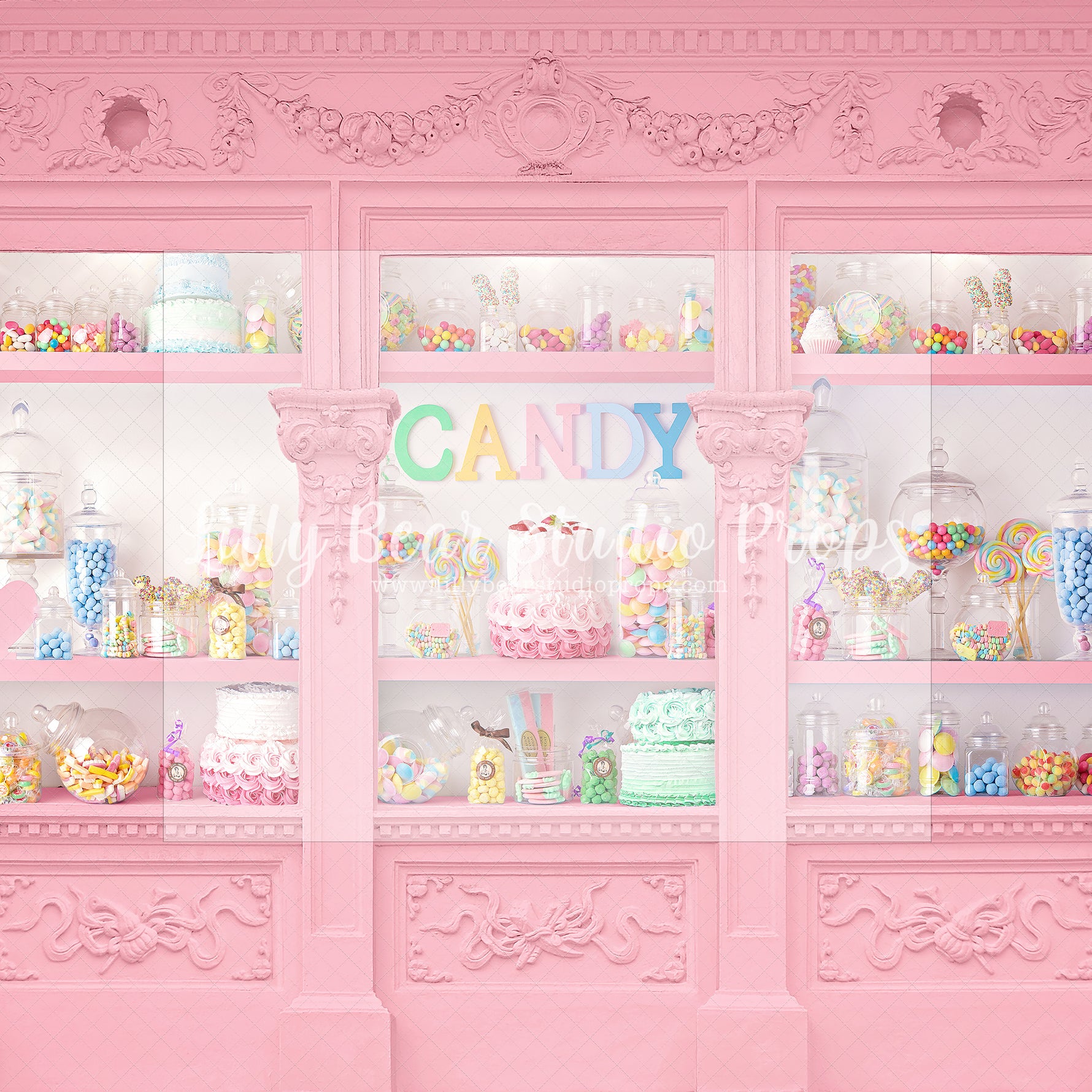 Candy Paradise - Lilly Bear Studio Props, candy mountain, candy shop, candy store, candy sweets, candy treats, candy wall, candyland, lollipop, rainbow candy, sweet one