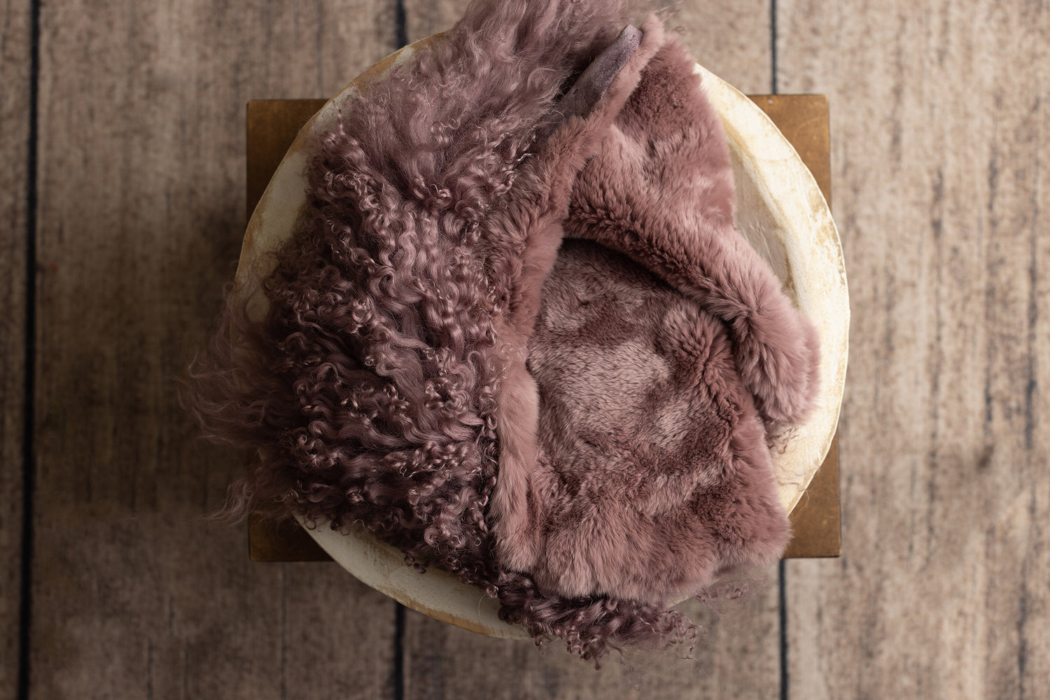 Mulberry Rabbit Fur & Sheep Skin