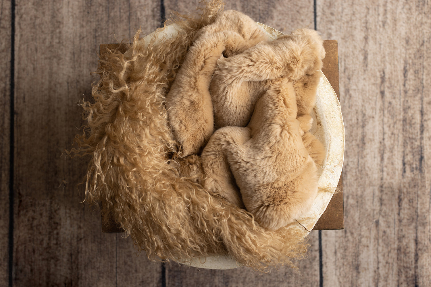 Almond Rabbit Fur & Sheep Skin