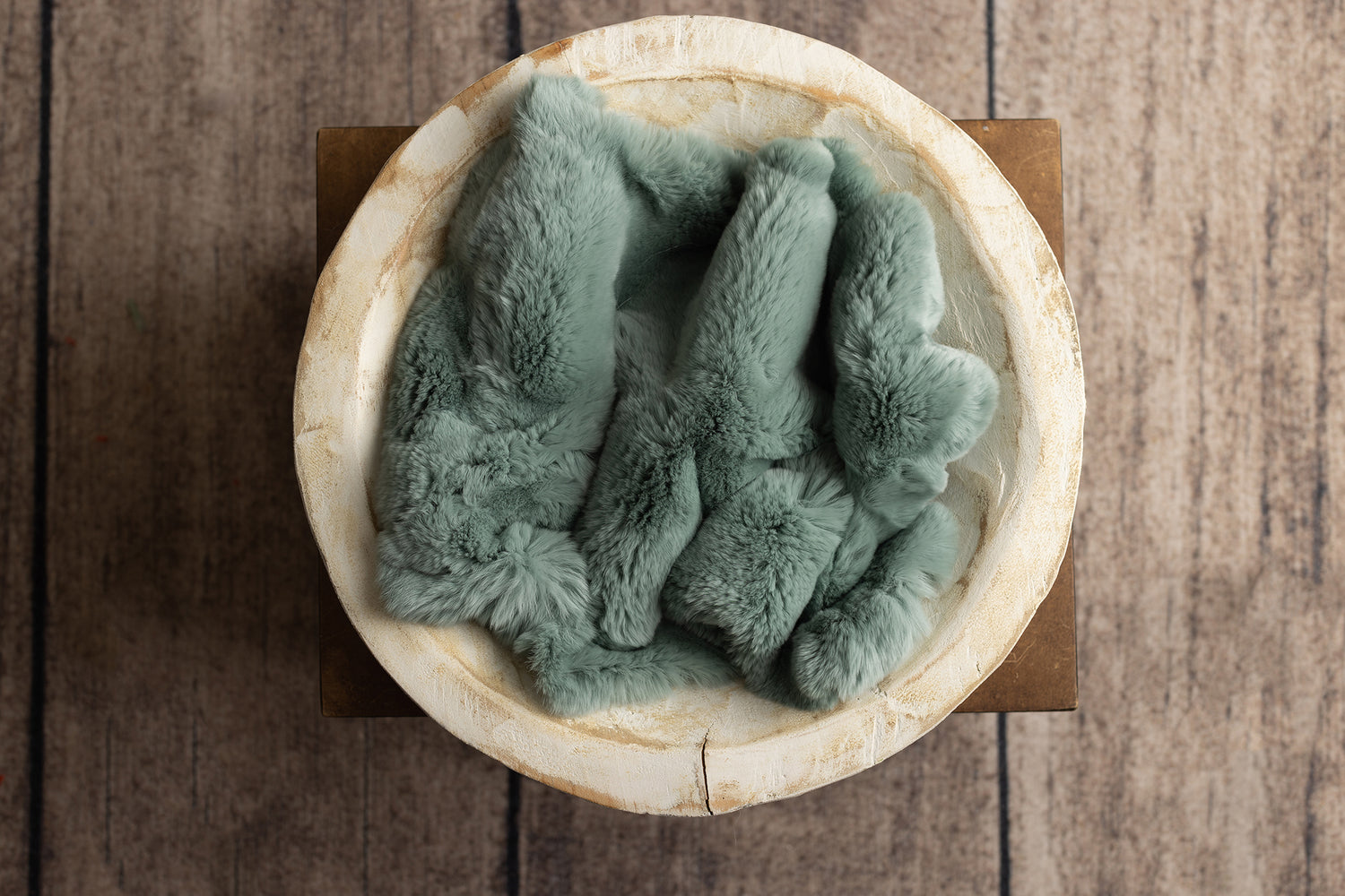 Winter Green Rabbit Fur & Sheep Skin