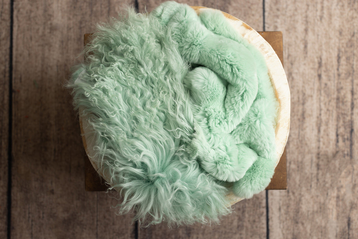 Mint Rabbit Fur & Sheep Skin