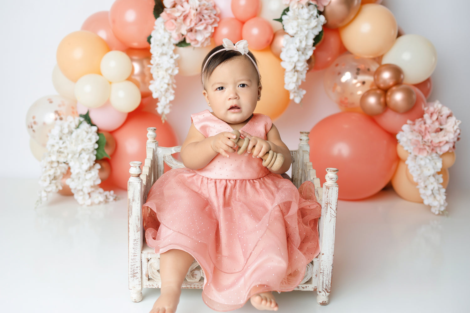Rose Gold Balloons with Flowers