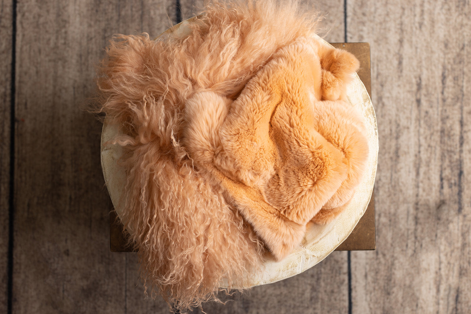 Peach Rabbit Fur & Sheep Skin