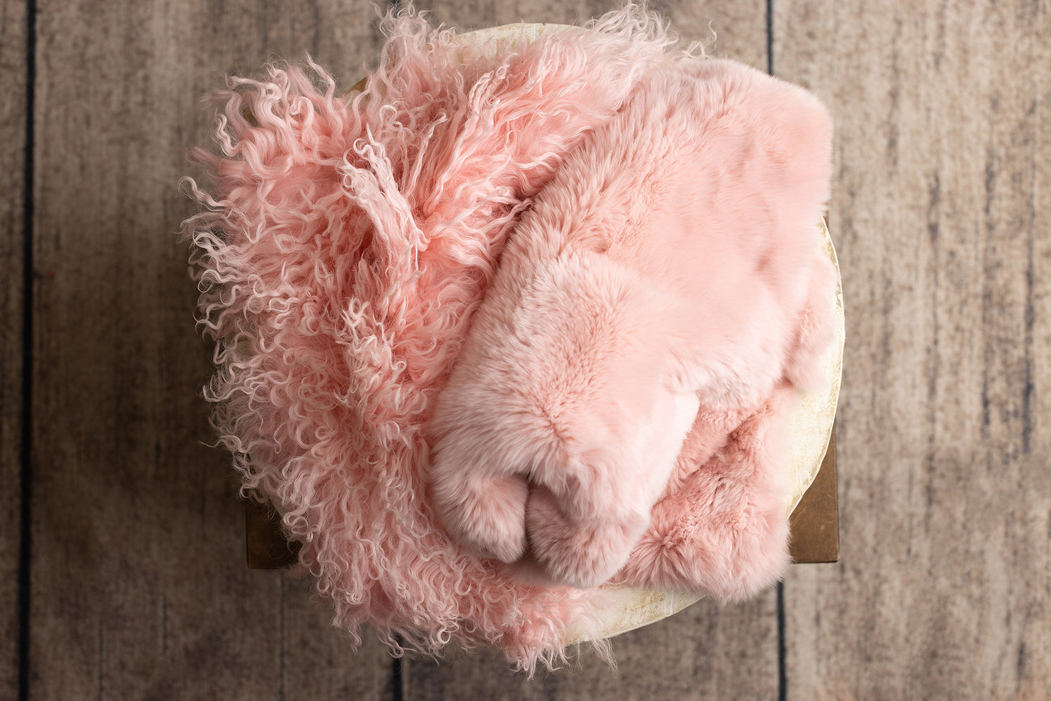 Light Pink Rabbit Fur & Sheep Skin