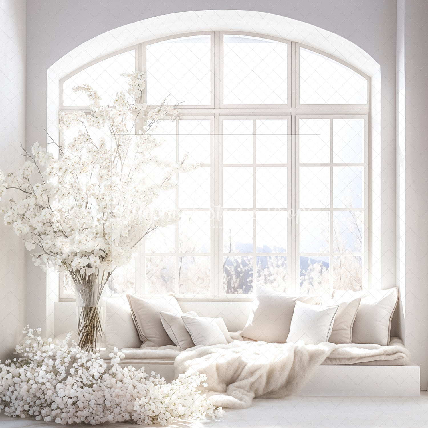 All White Sun in the Window Bench