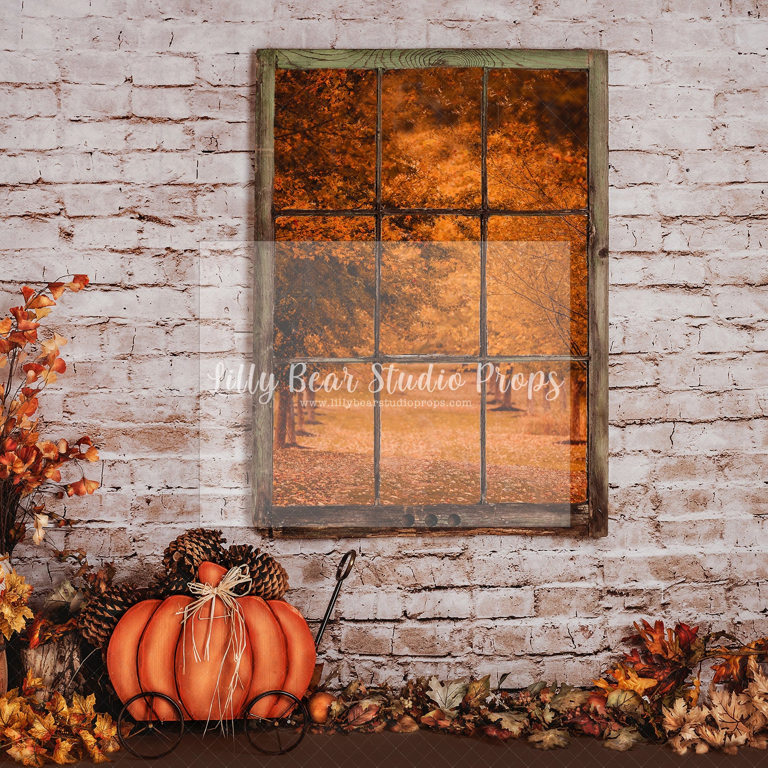 Autumn Path Window Pumpkins