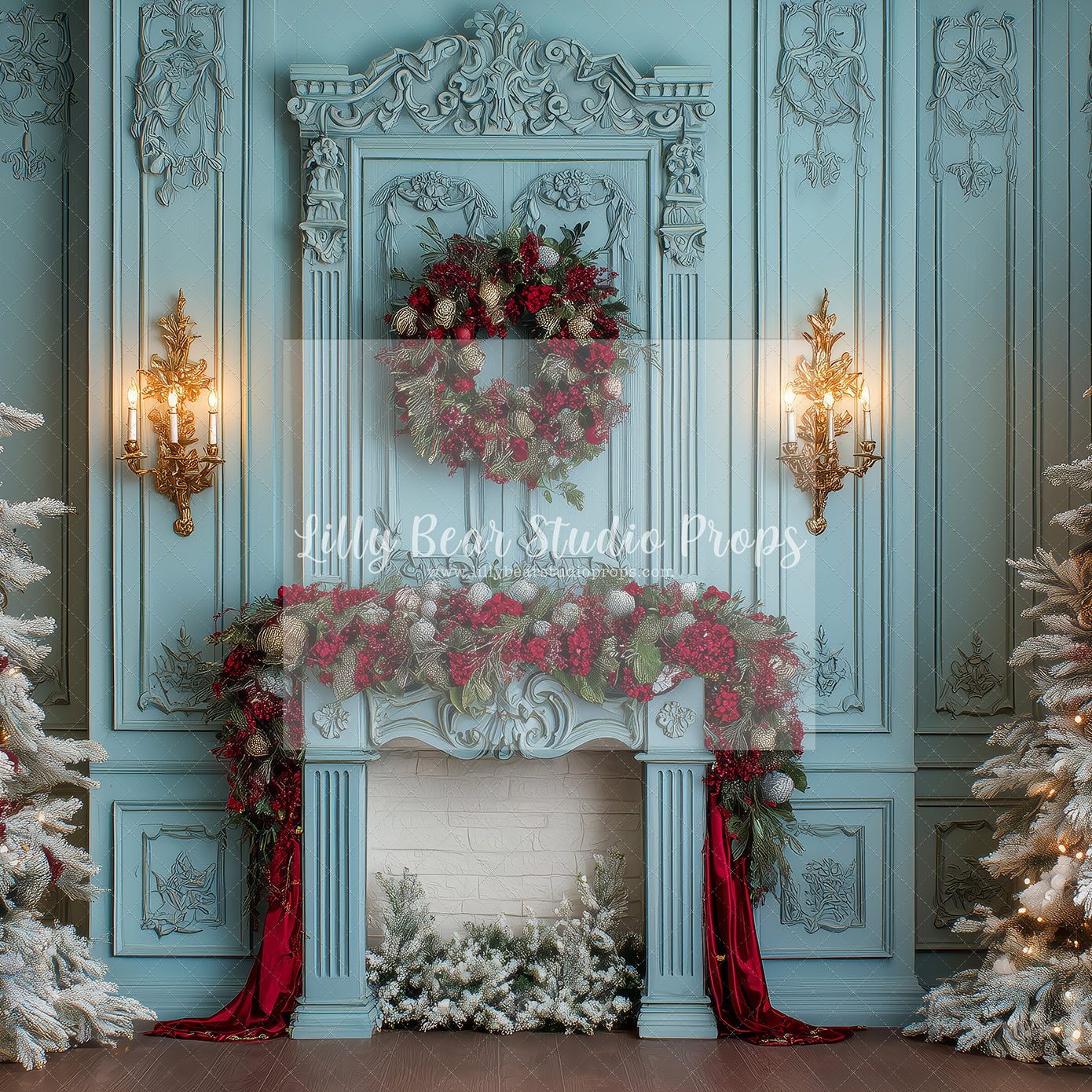 Baby Blue and Flocked Trees