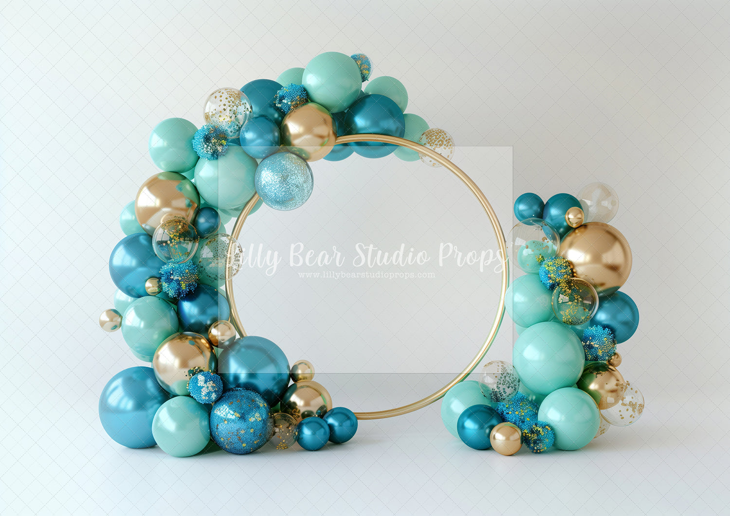 Blue, Gold & Mint Golden Circle Balloons