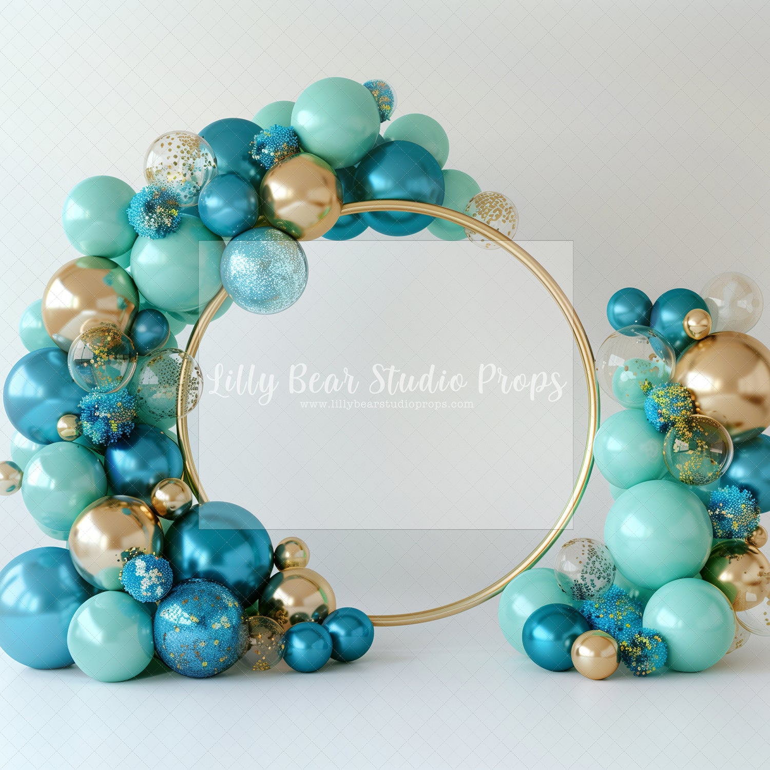 Blue, Gold & Mint Golden Circle Balloons