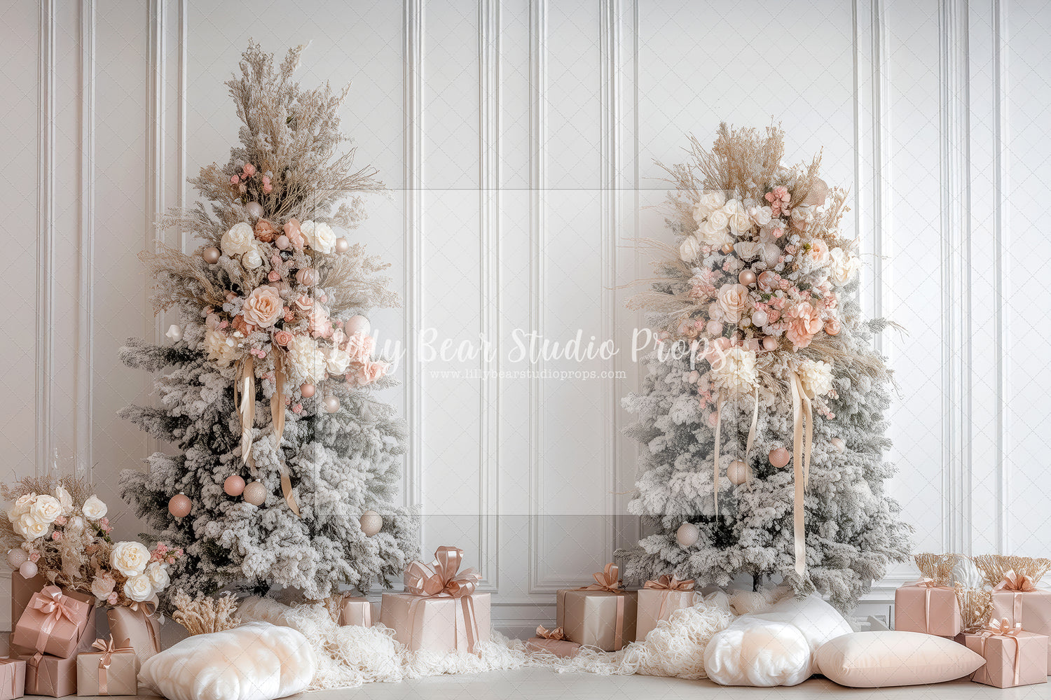 Blush Pink Roses Christmas Tree Molding Wall