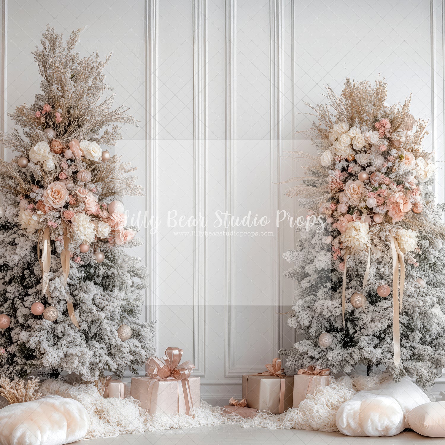 Blush Pink Roses Christmas Tree Molding Wall