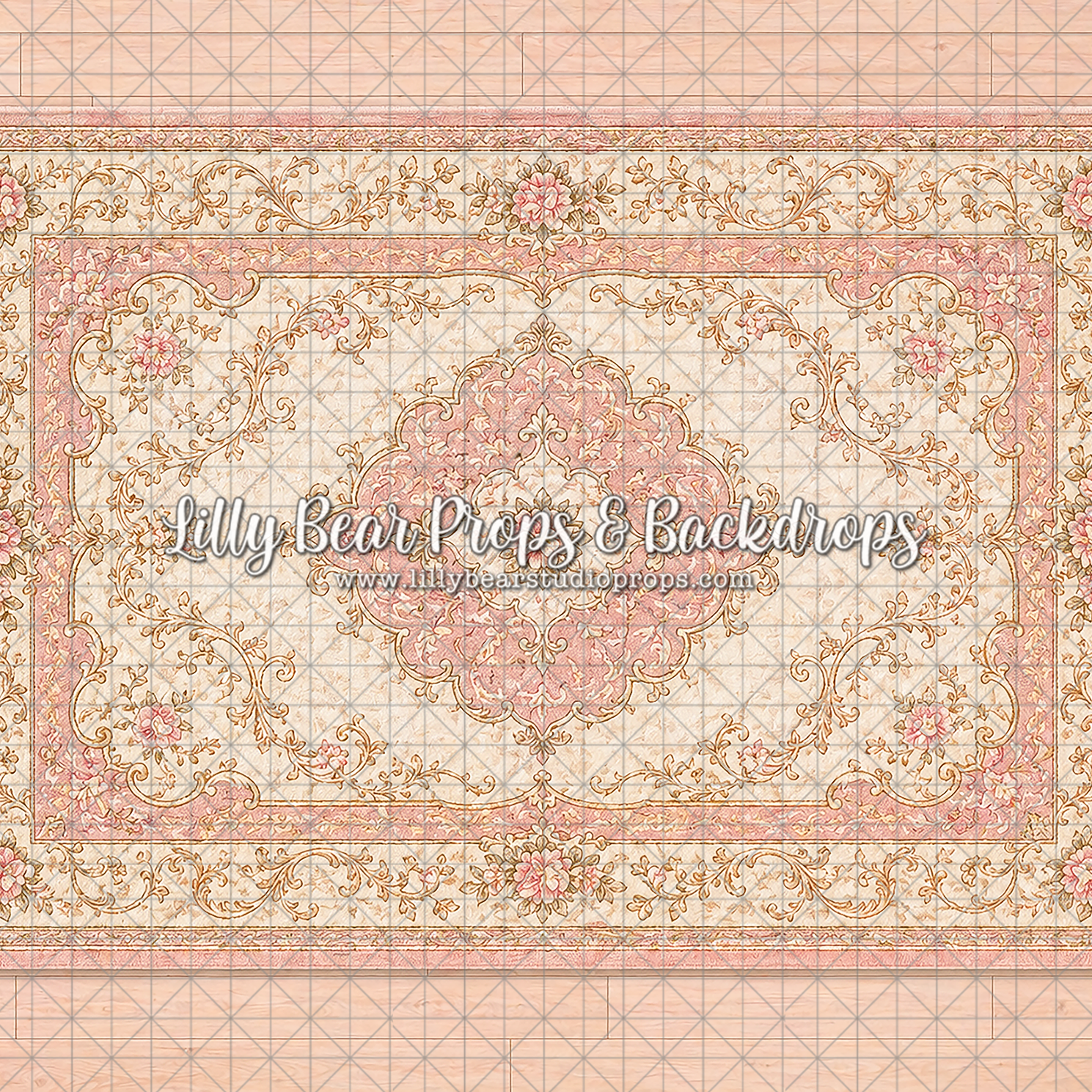 Blush, Cream and Gold Ornate Rug Floor