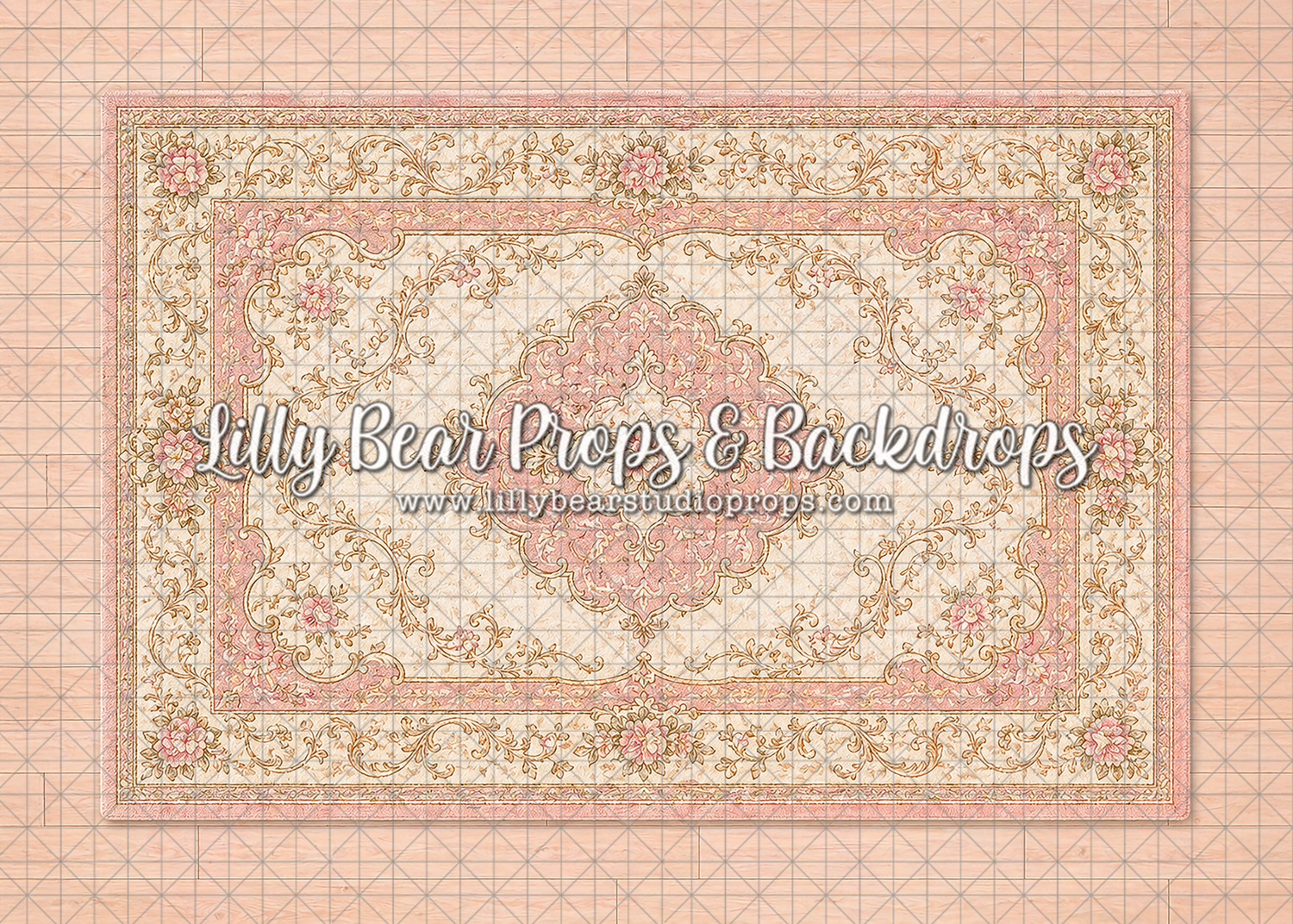 Blush, Cream and Gold Ornate Rug Floor