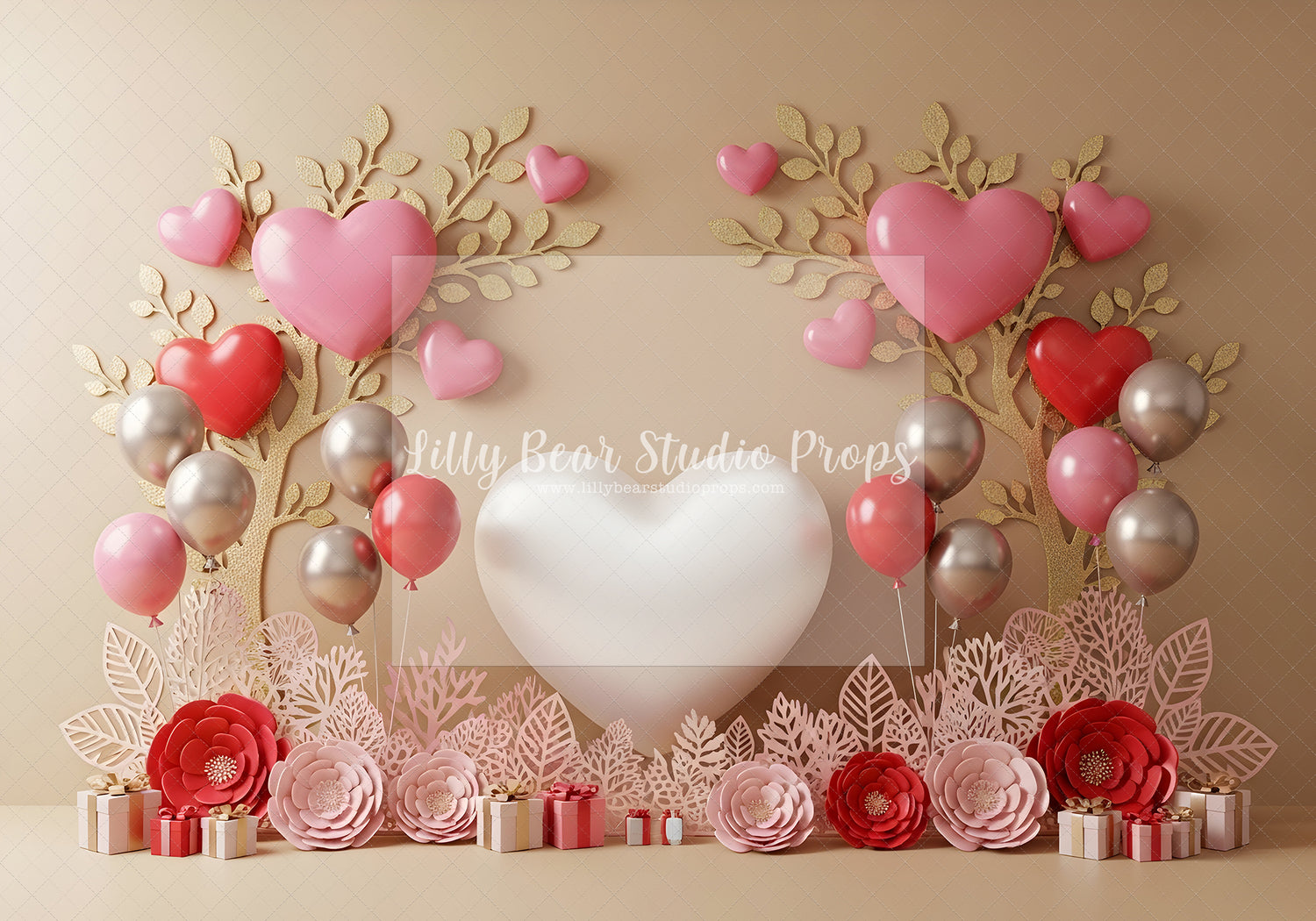 Blushing Heart Balloon Garden