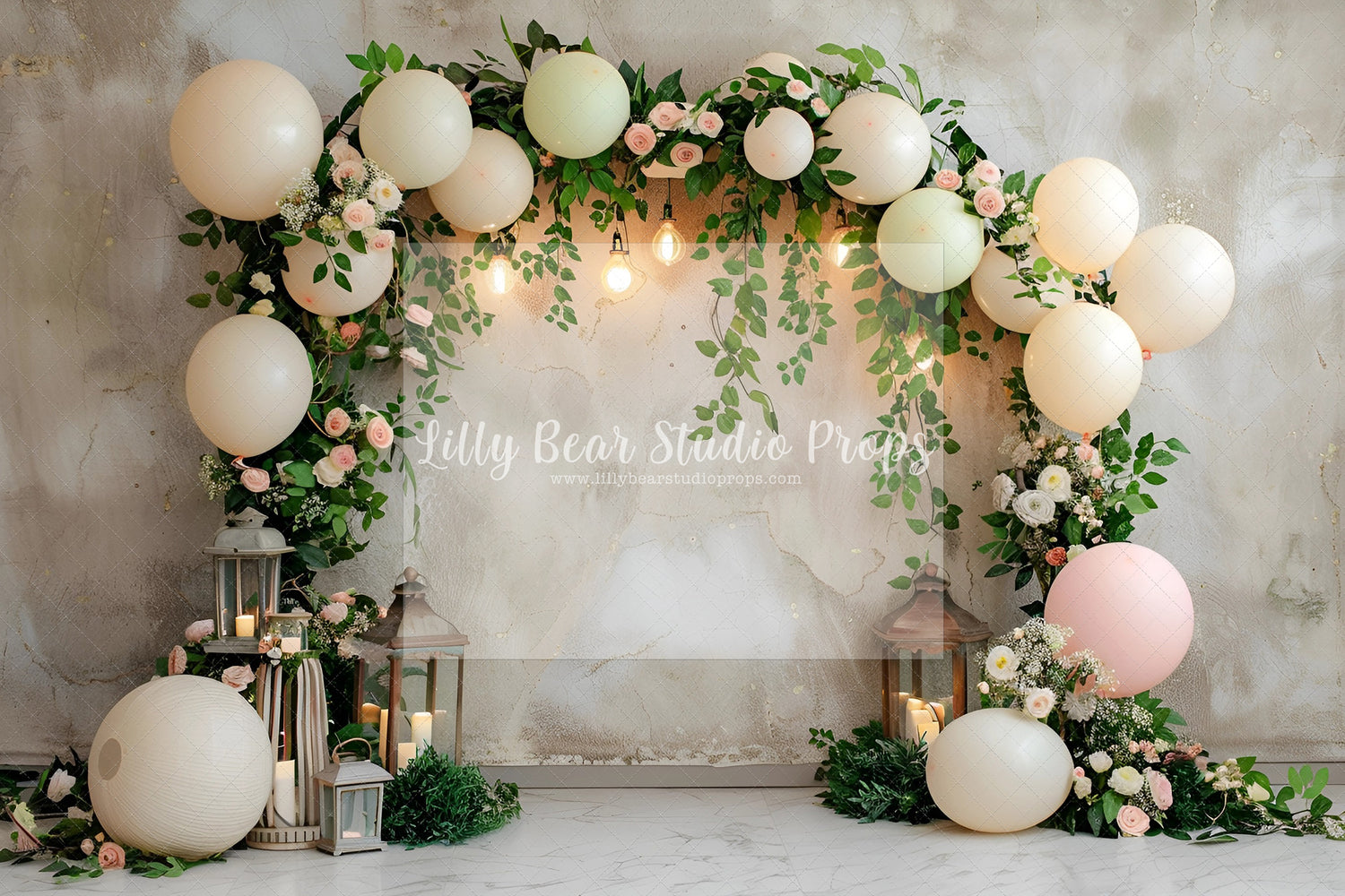 Blushing and Cream Balloons and Leaves