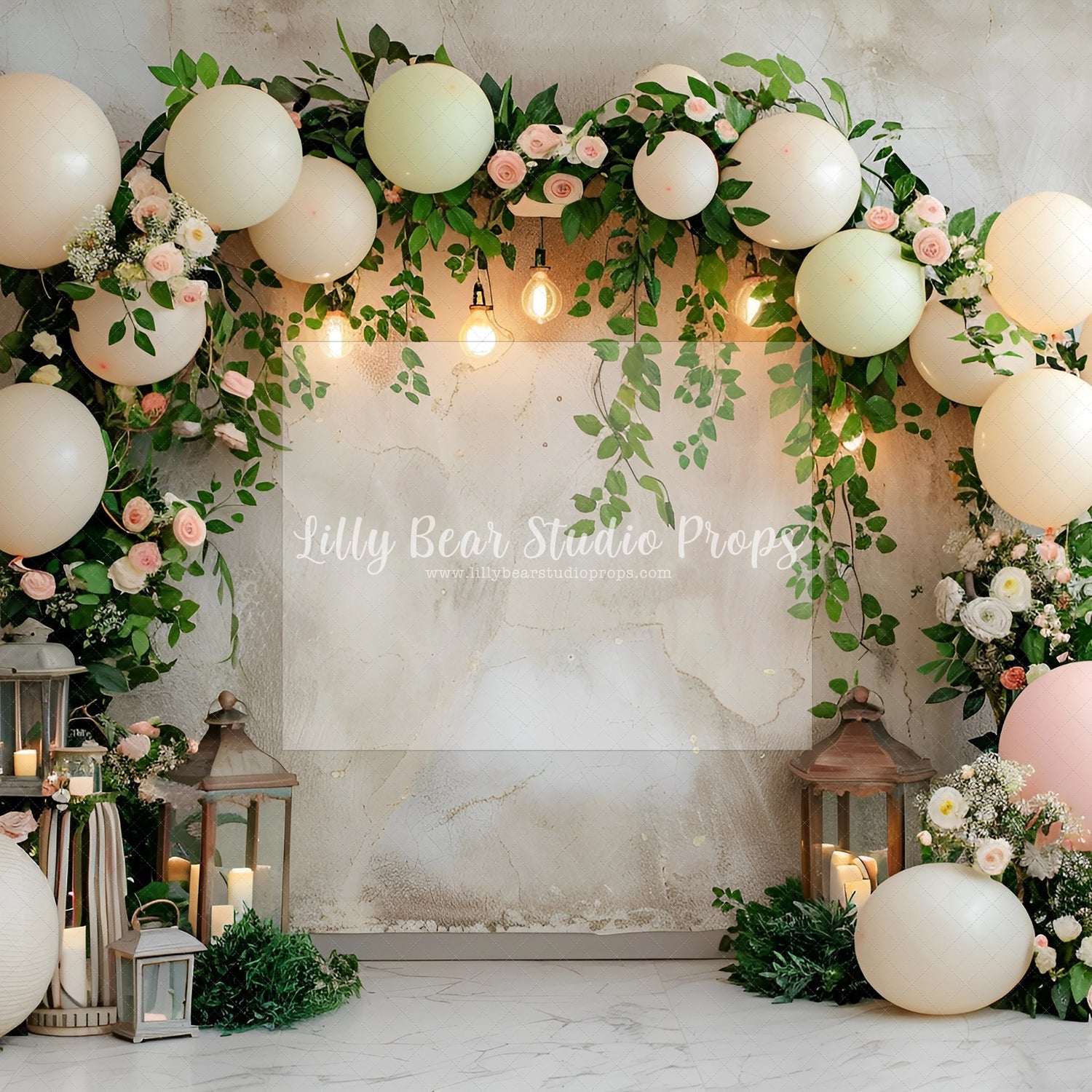 Blushing and Cream Balloons and Leaves