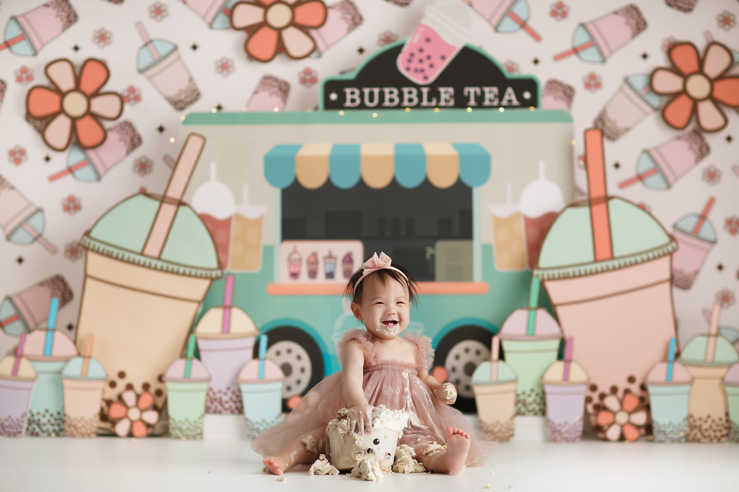 Bubble Tea Pattern - 96x60” Wrinkle Free Fabric RTS