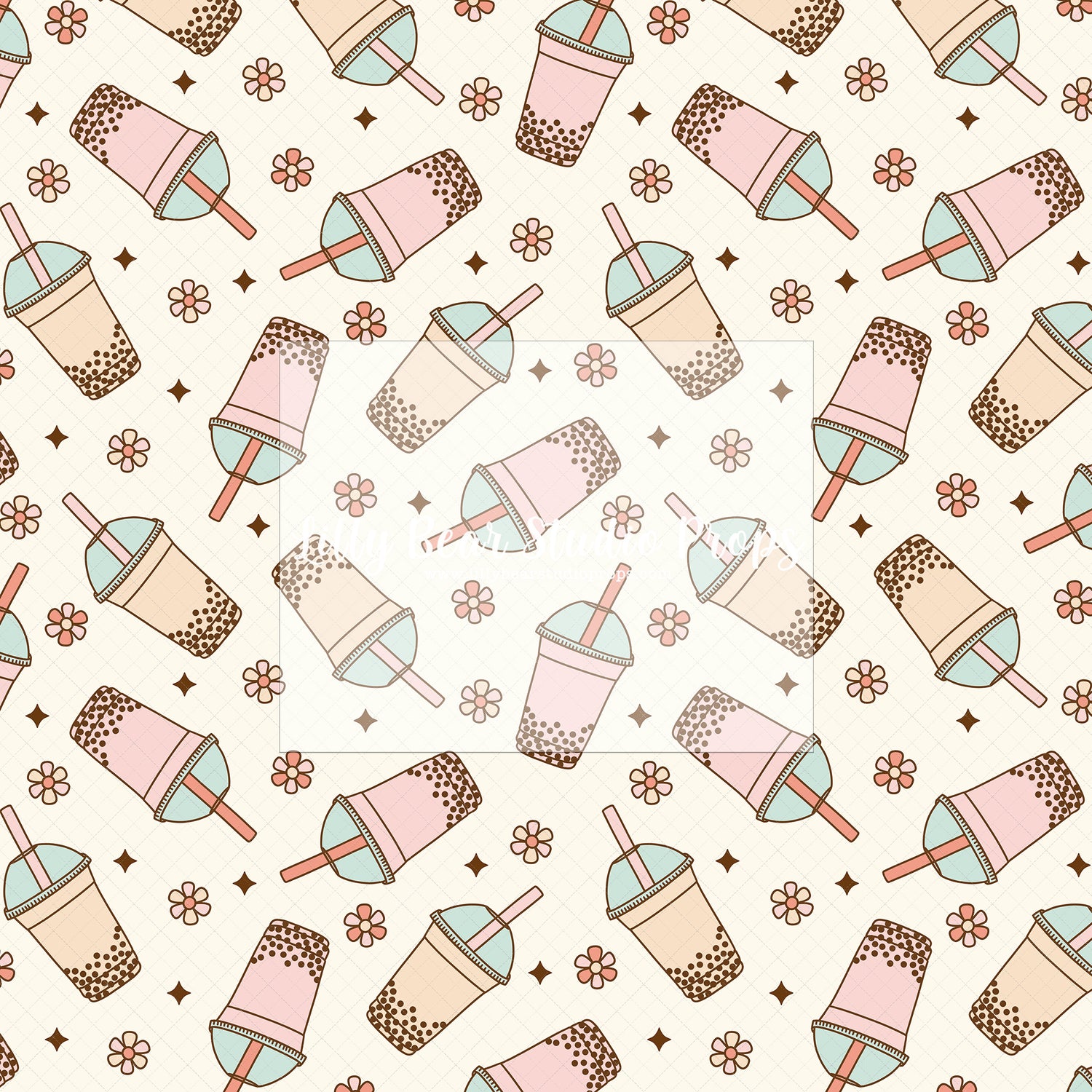 Bubble Tea Pattern - 96x60” Wrinkle Free Fabric RTS