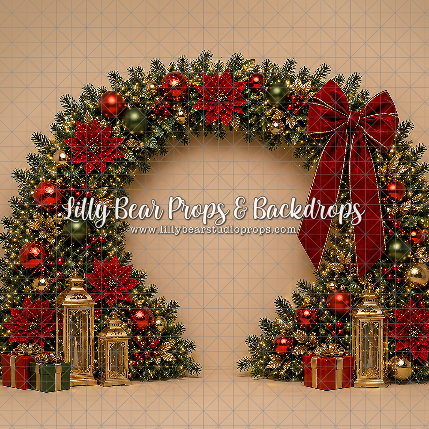 Champagne & Crimson Noel Arch - Sweep Option