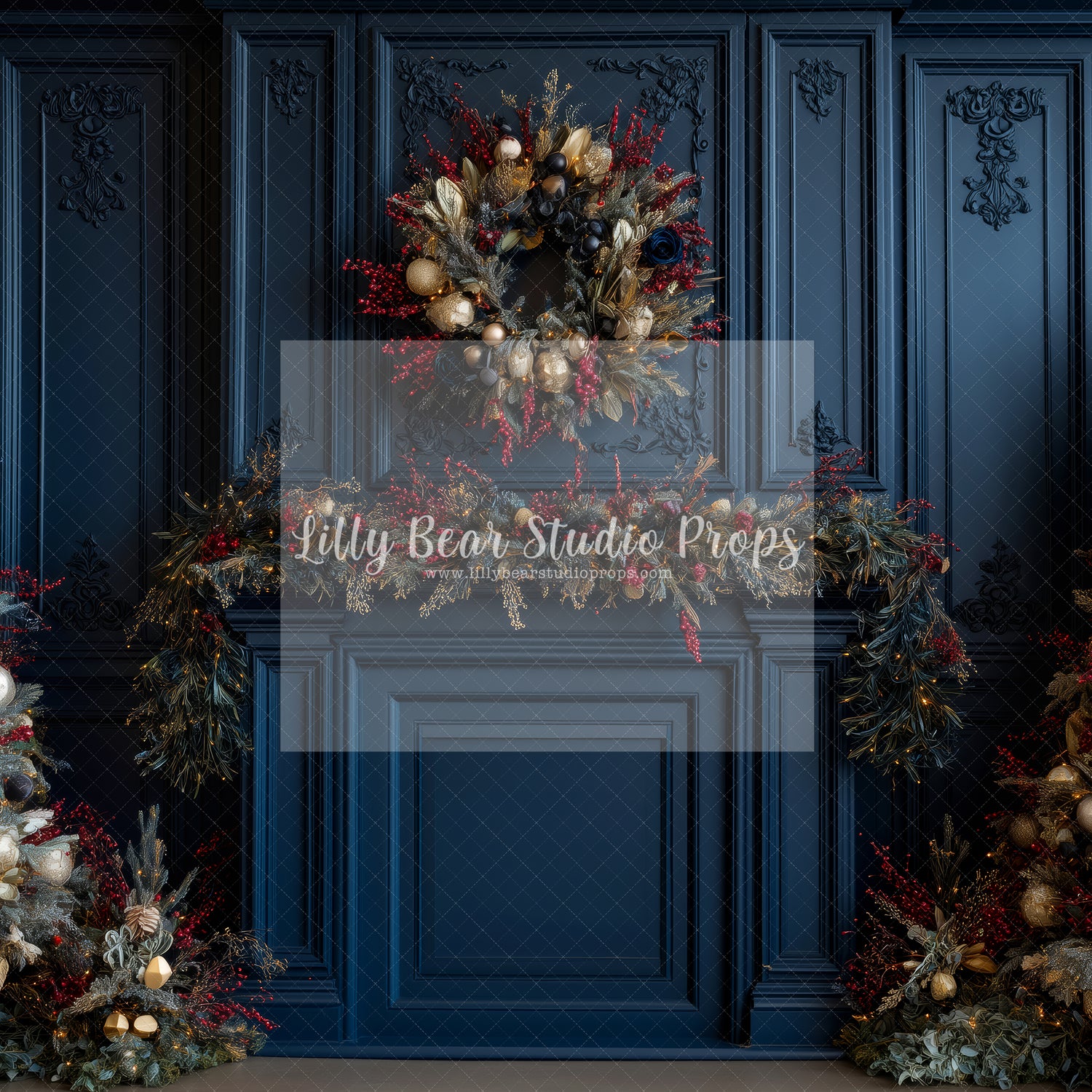Christmas Berries And Navy Molding