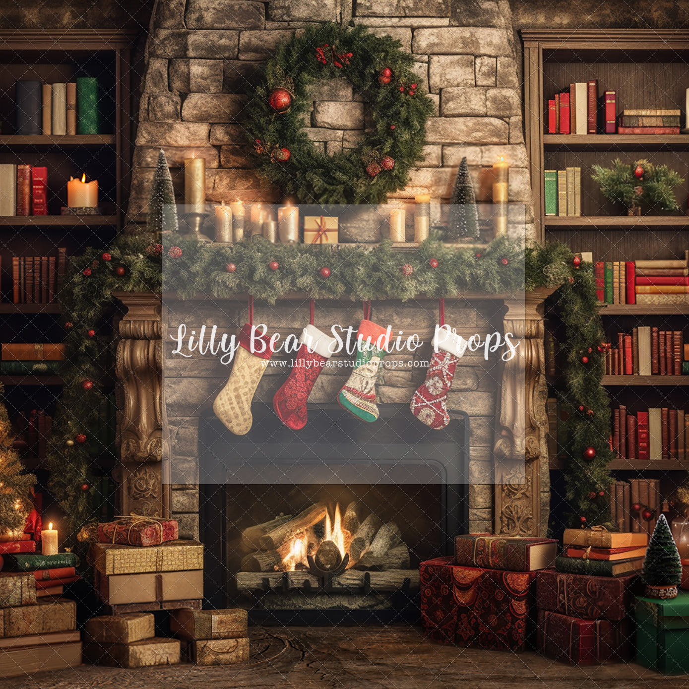Christmas Fireplace Library