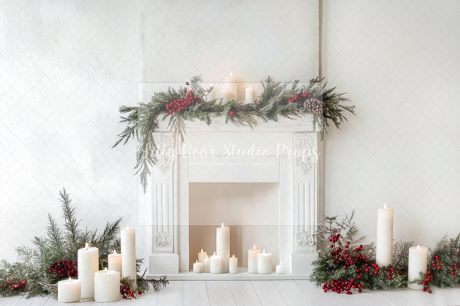 Christmas Greens Candle Fireplace