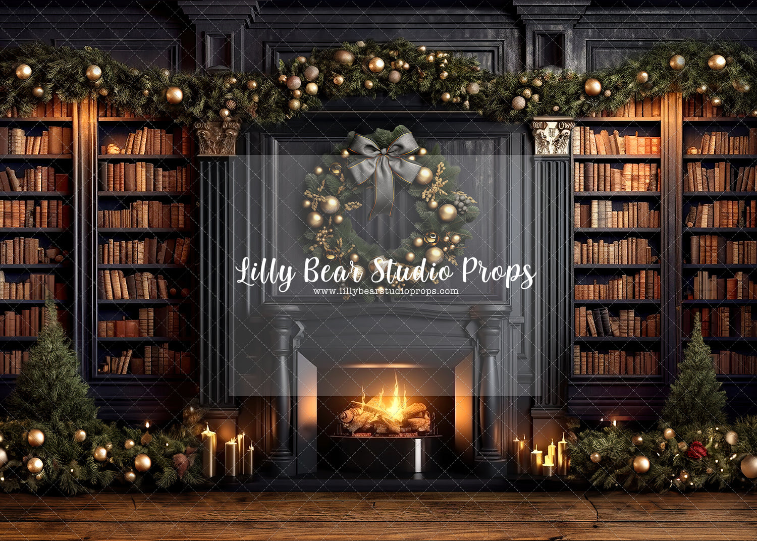 Christmas Library Fireplace