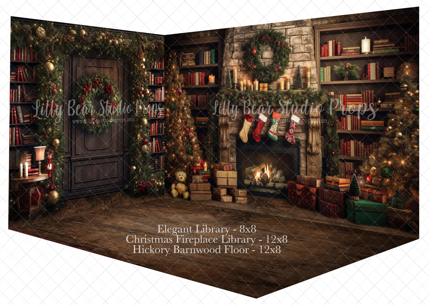 Christmas Fireplace Library Room