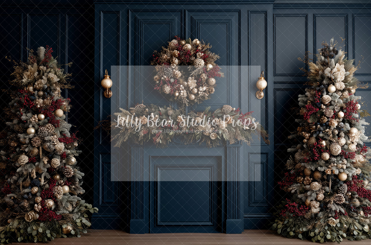 Christmas Navy Blue and Berry