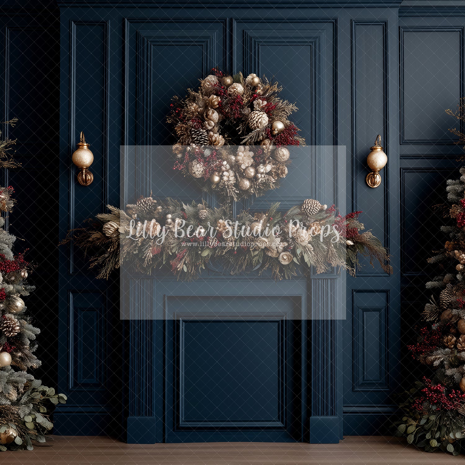 Christmas Navy Blue and Berry