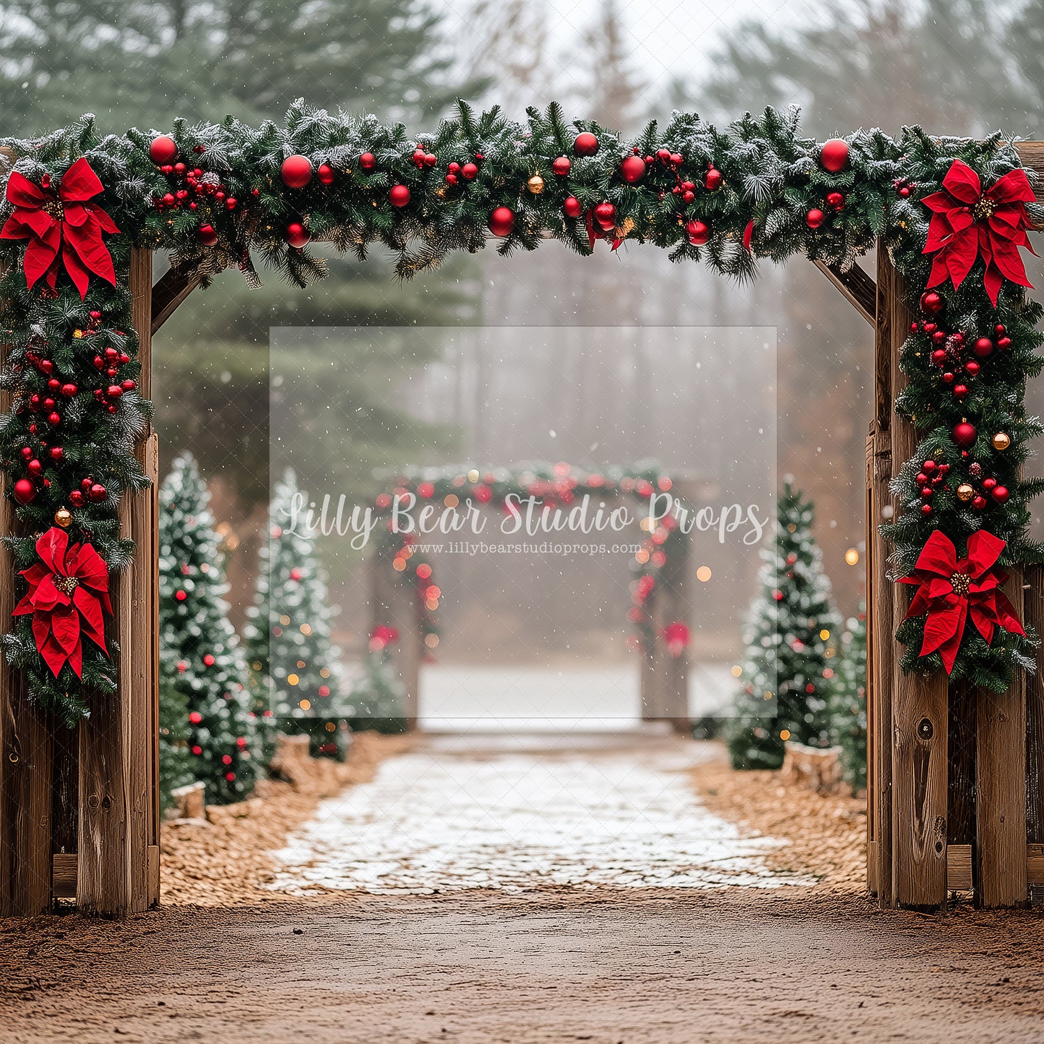 Christmas Tree Poinsettia Arch