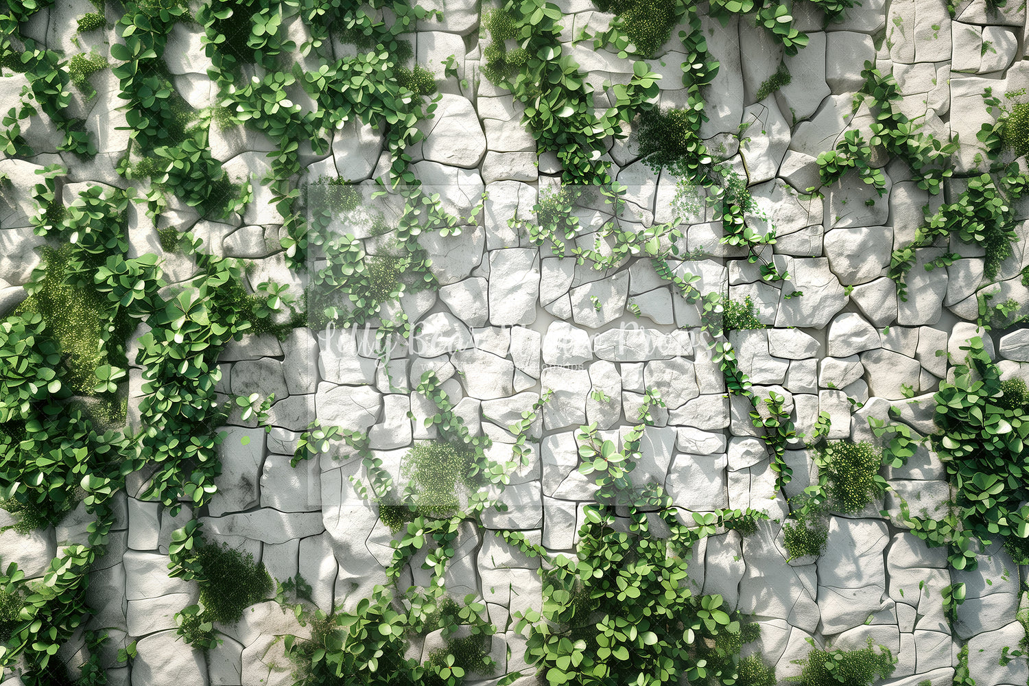 Climbing Vines on White Stone Wall