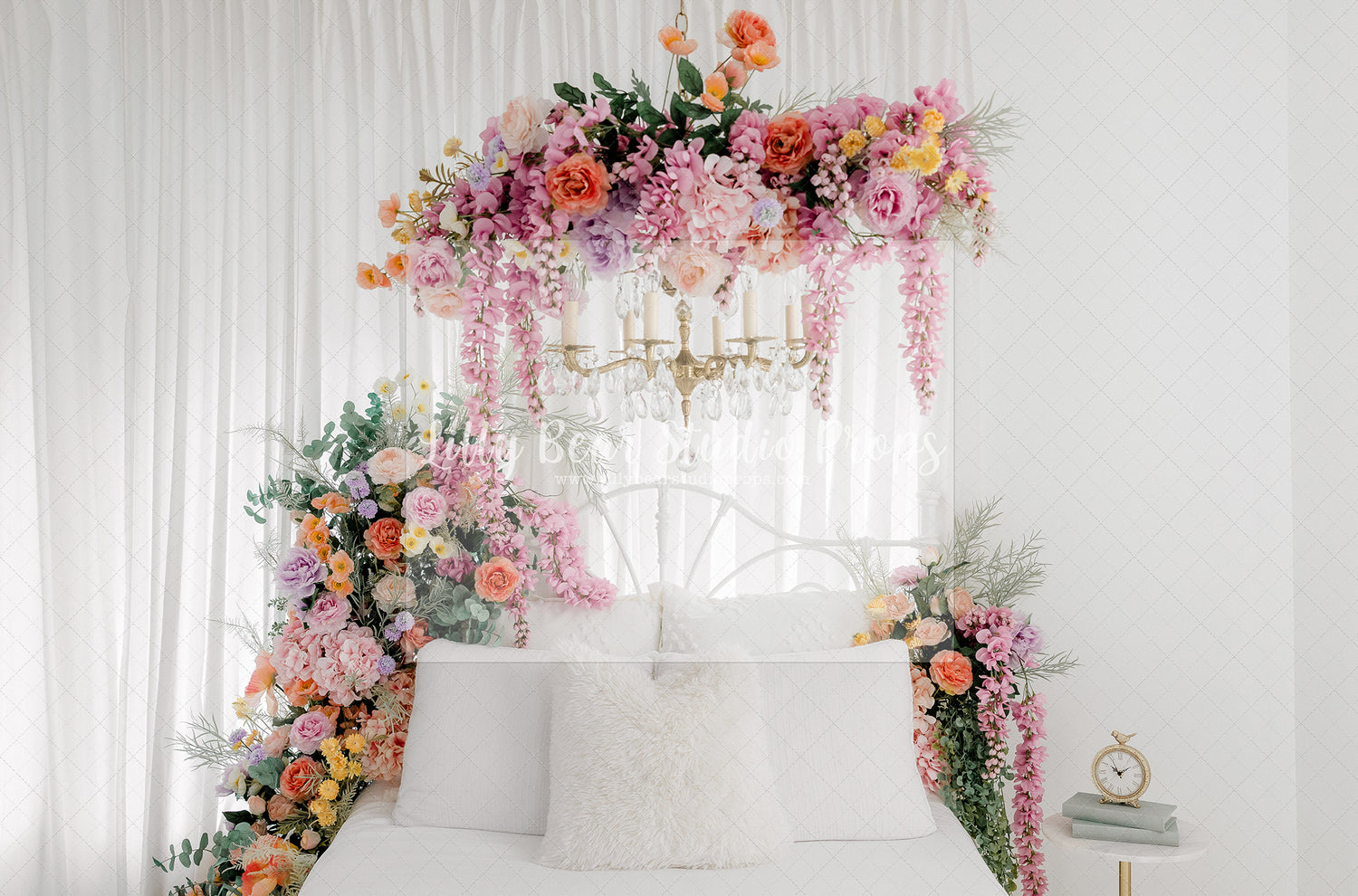 Colorful Floral White Bed