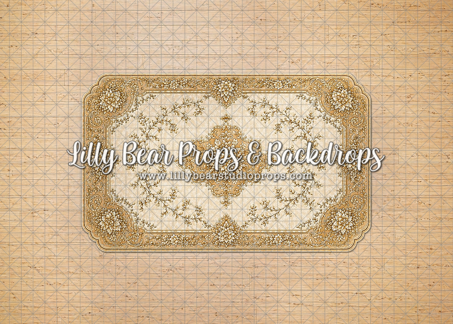 Cream and Gold Ornate Rug