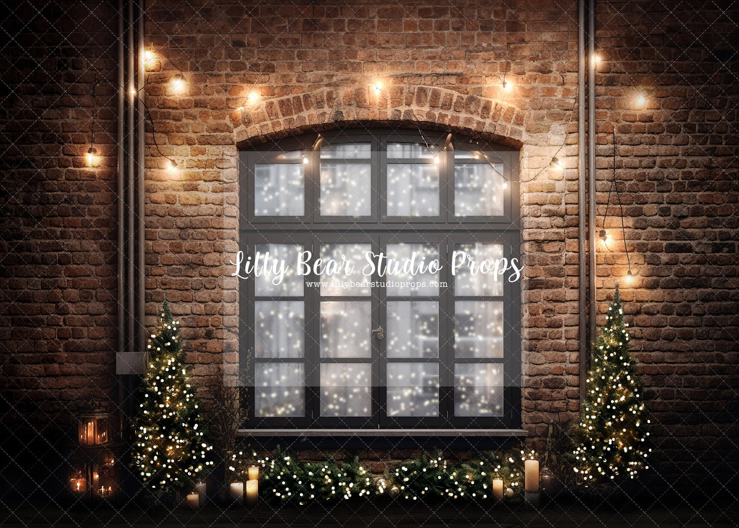 Dark Christmas Window - 60x60” Wrinkle Free Fabric RTS