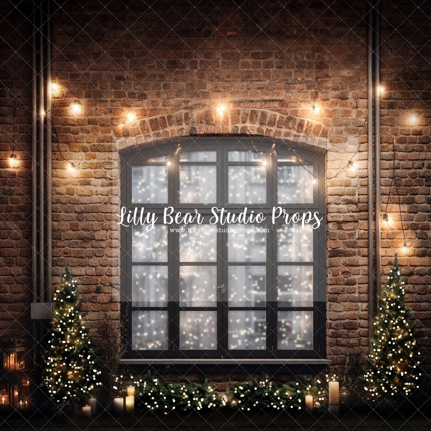Dark Christmas Window - 60x60” Wrinkle Free Fabric RTS