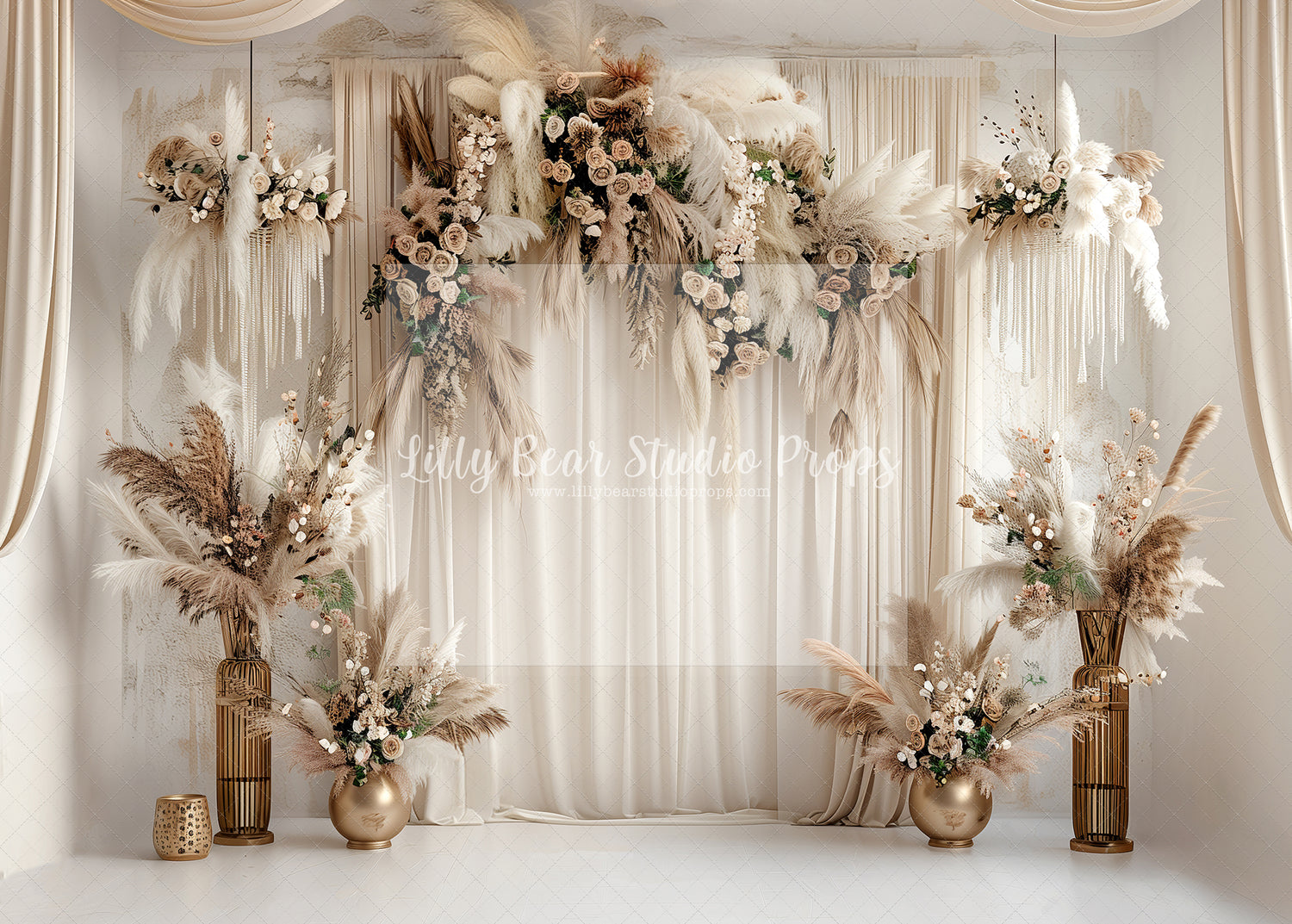 Deep Gold Pampas Vases