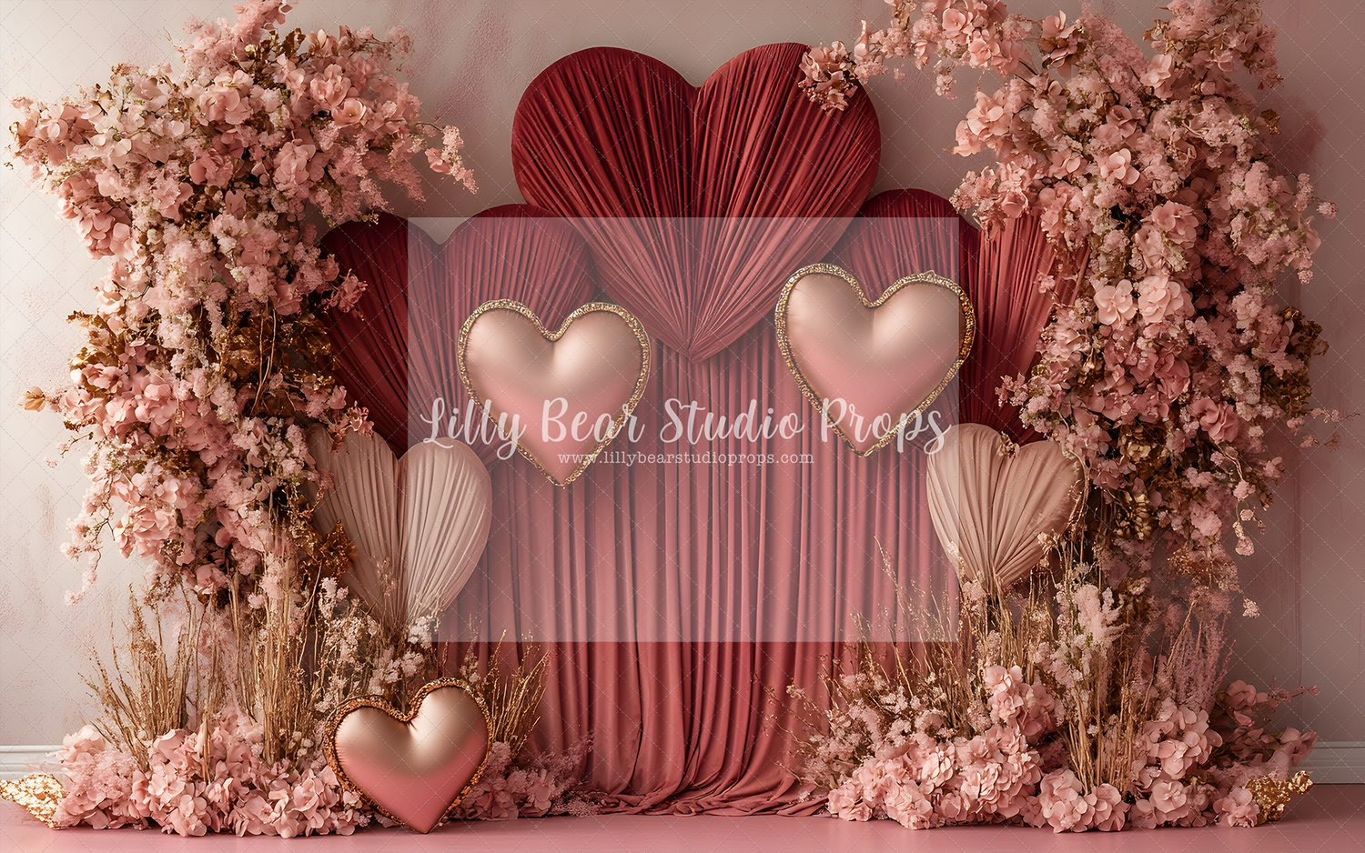 Dusty Pink Velvet Heart Curtains