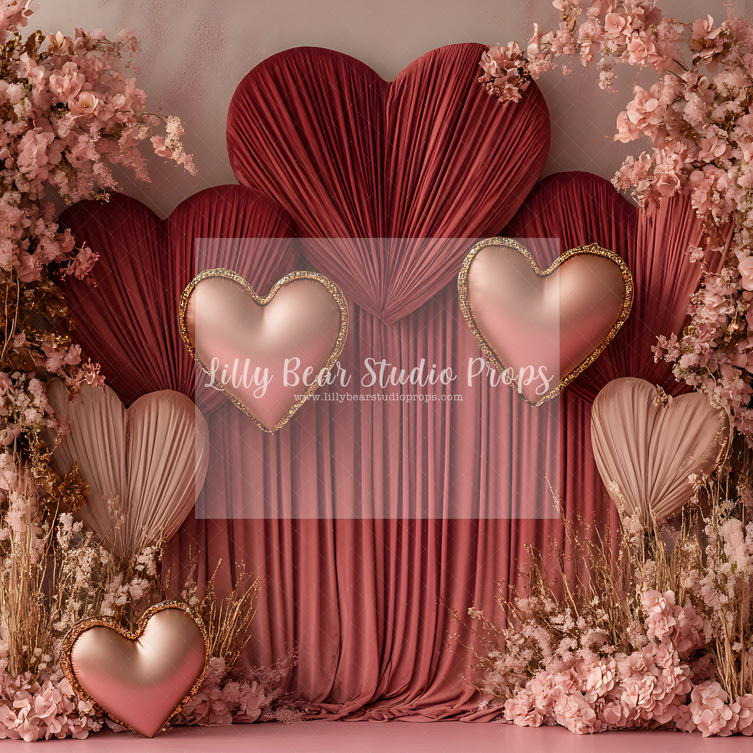 Dusty Pink Velvet Heart Curtains
