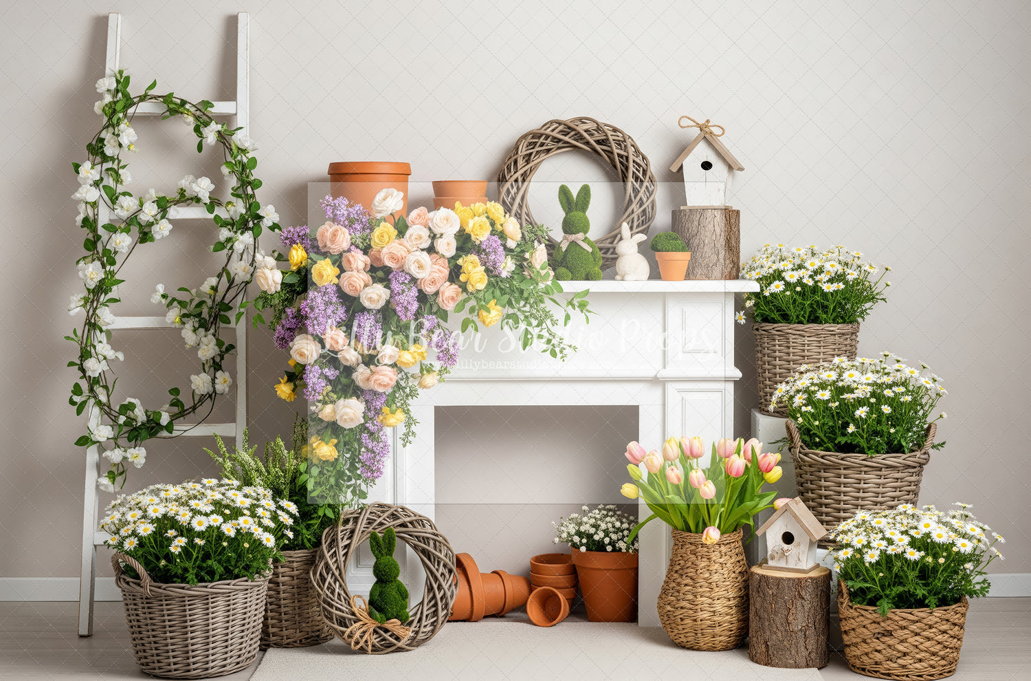 Easter flowers Mantel