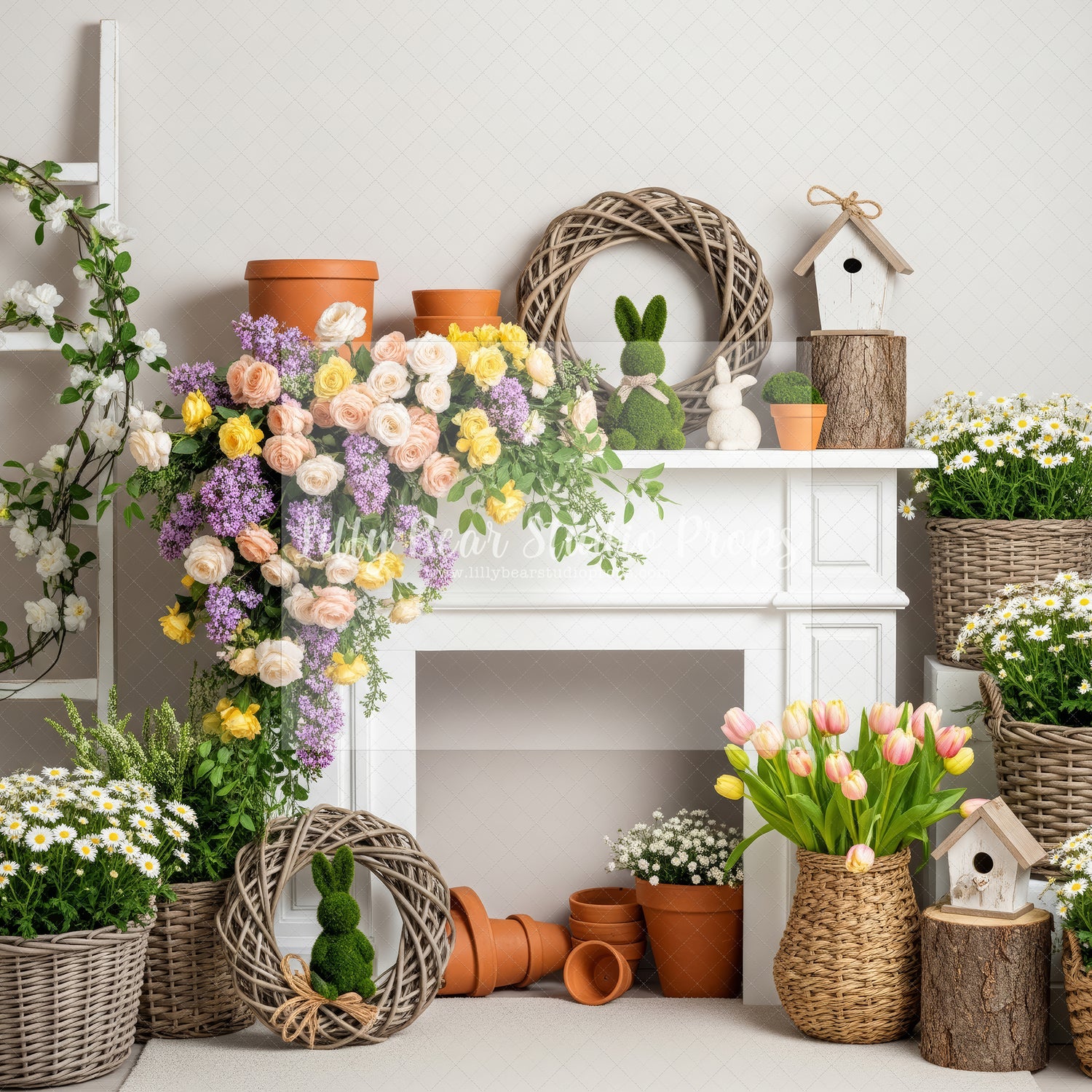 Easter flowers Mantel
