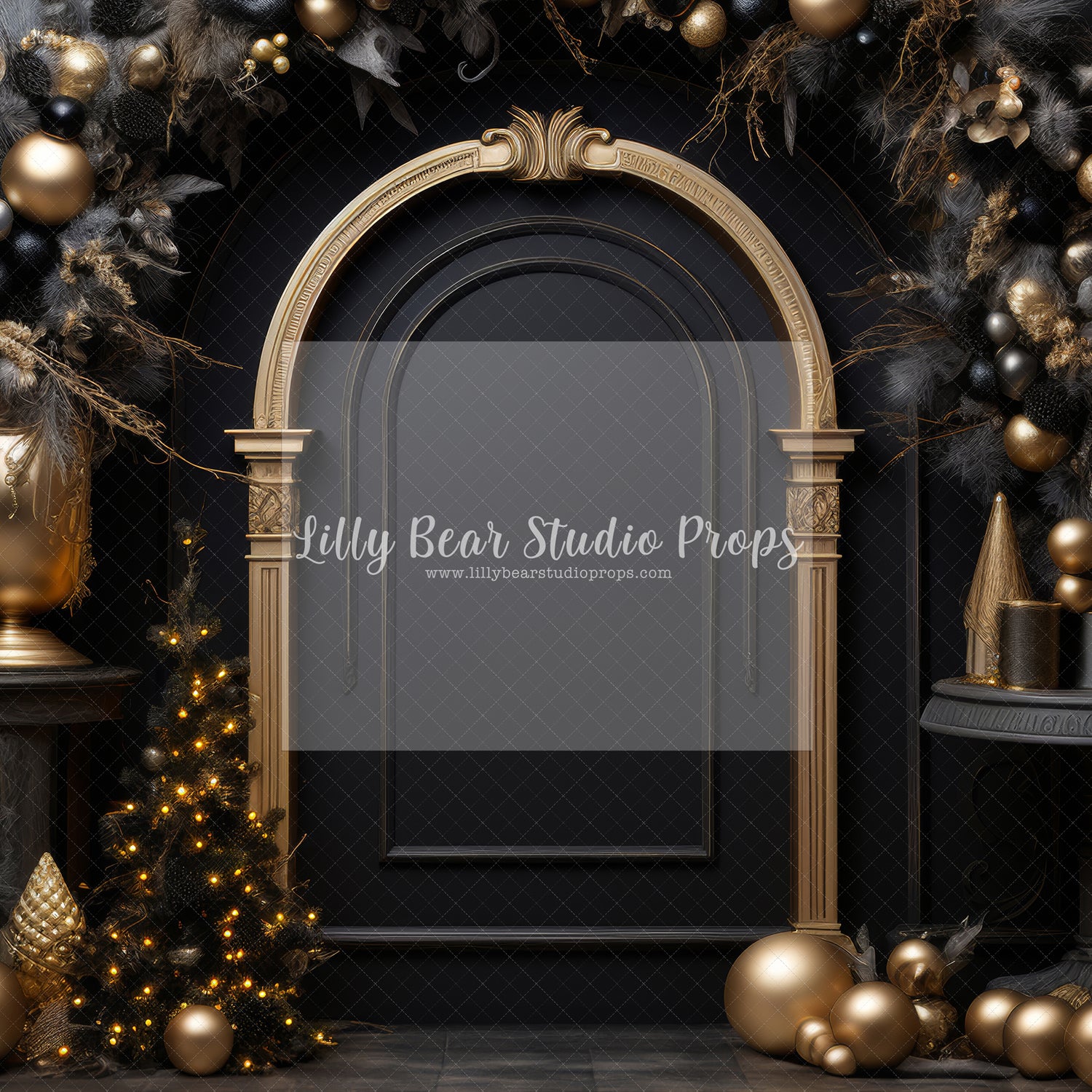 Elegant Black & Gold Christmas Arch - Sweep Option
