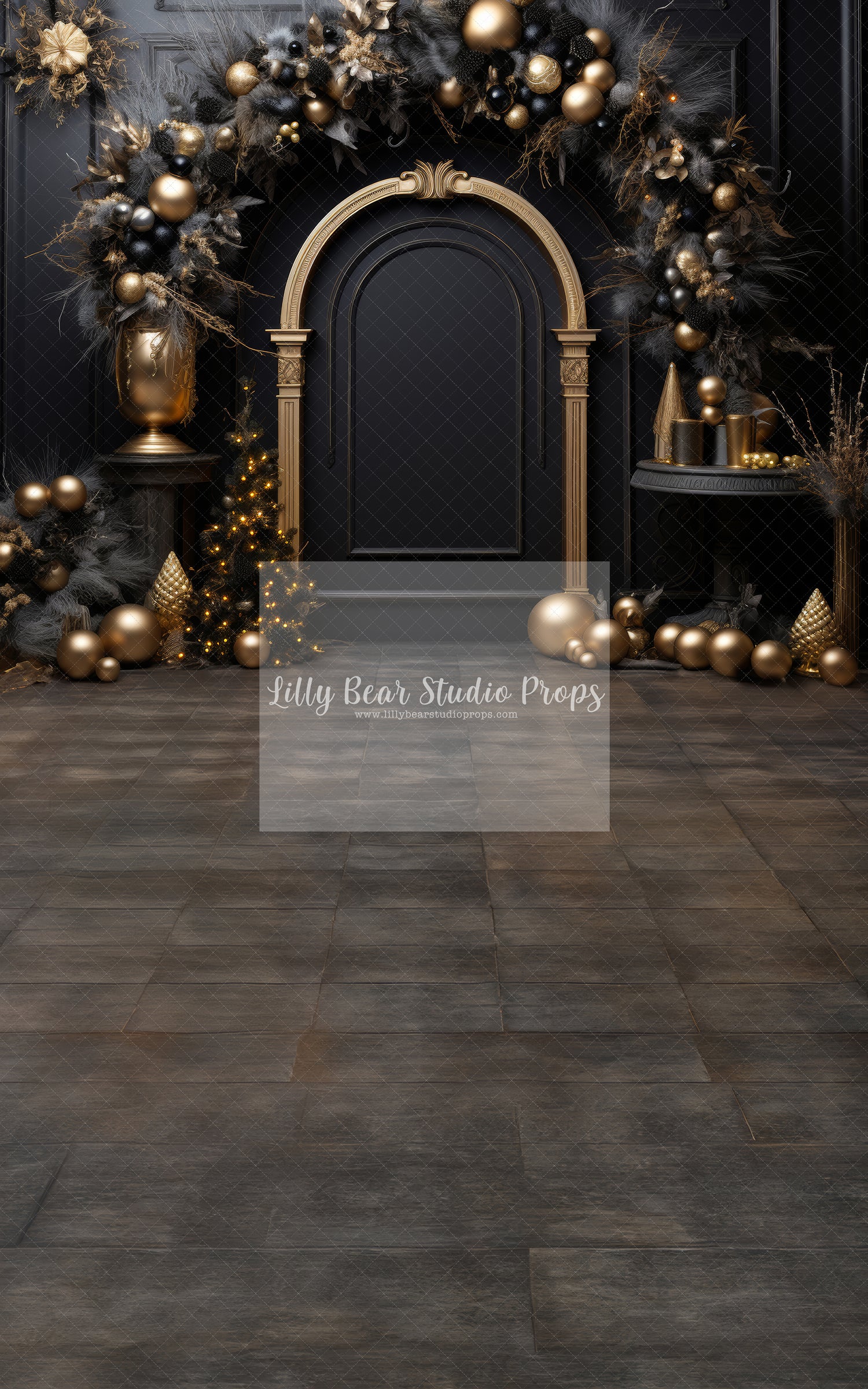 Elegant Black & Gold Christmas Arch - Sweep Option
