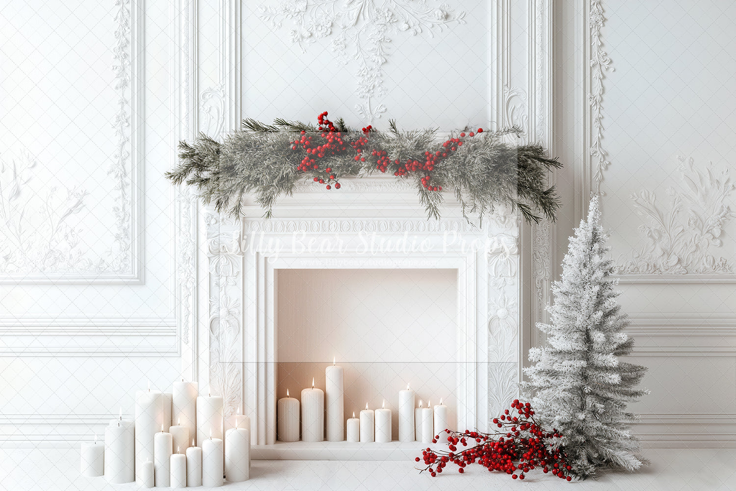 Elegant Christmas Berry Fireplace