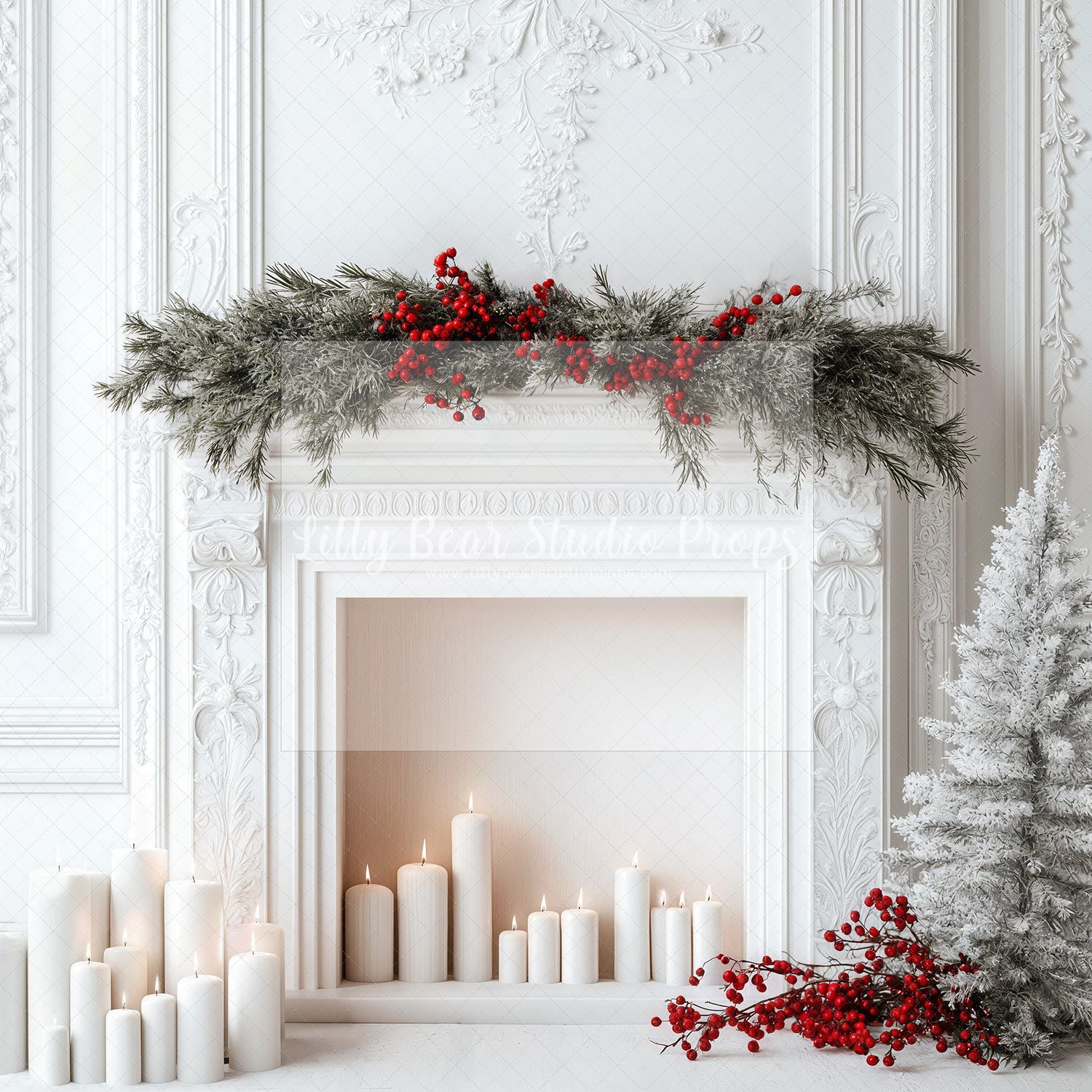 Elegant Christmas Berry Fireplace