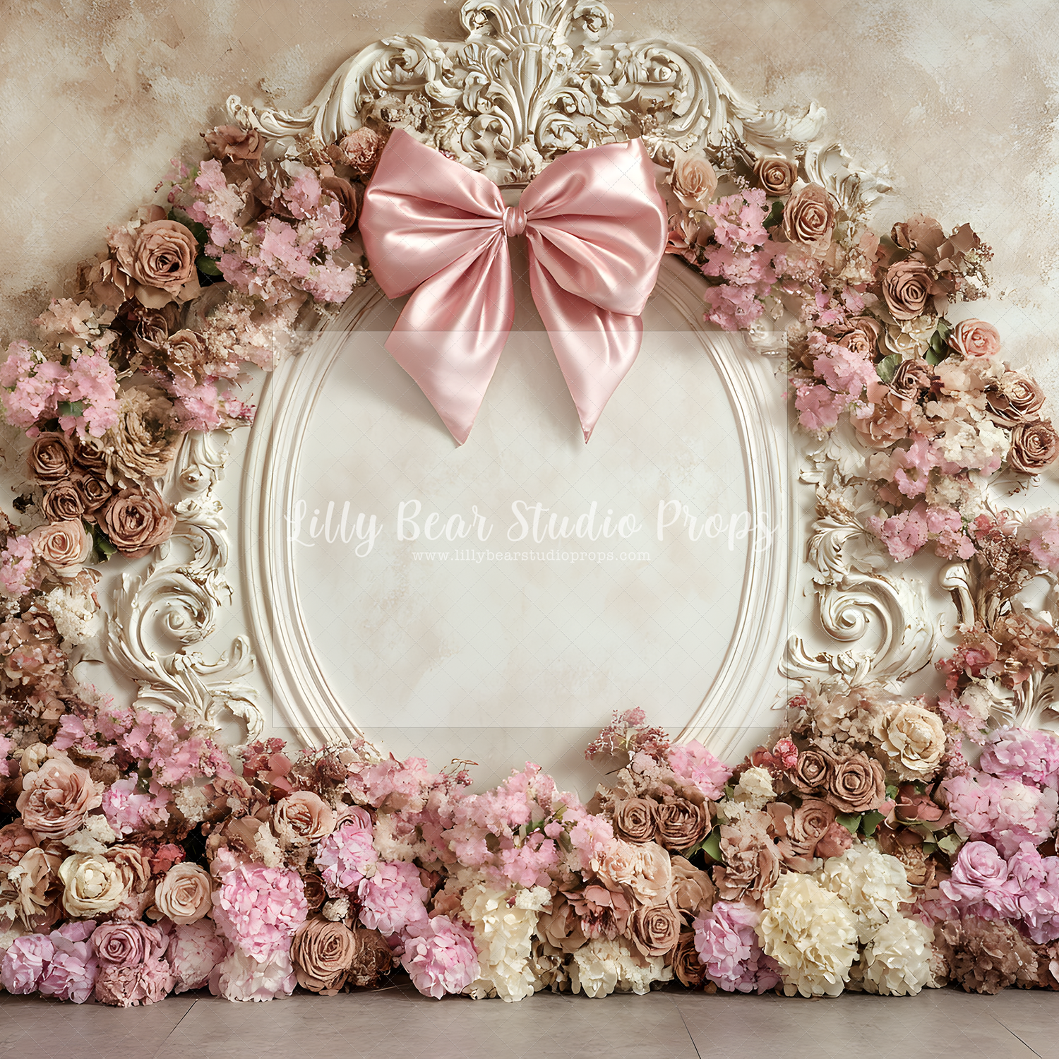 Elegant Floral & Satin Ribbon Frame