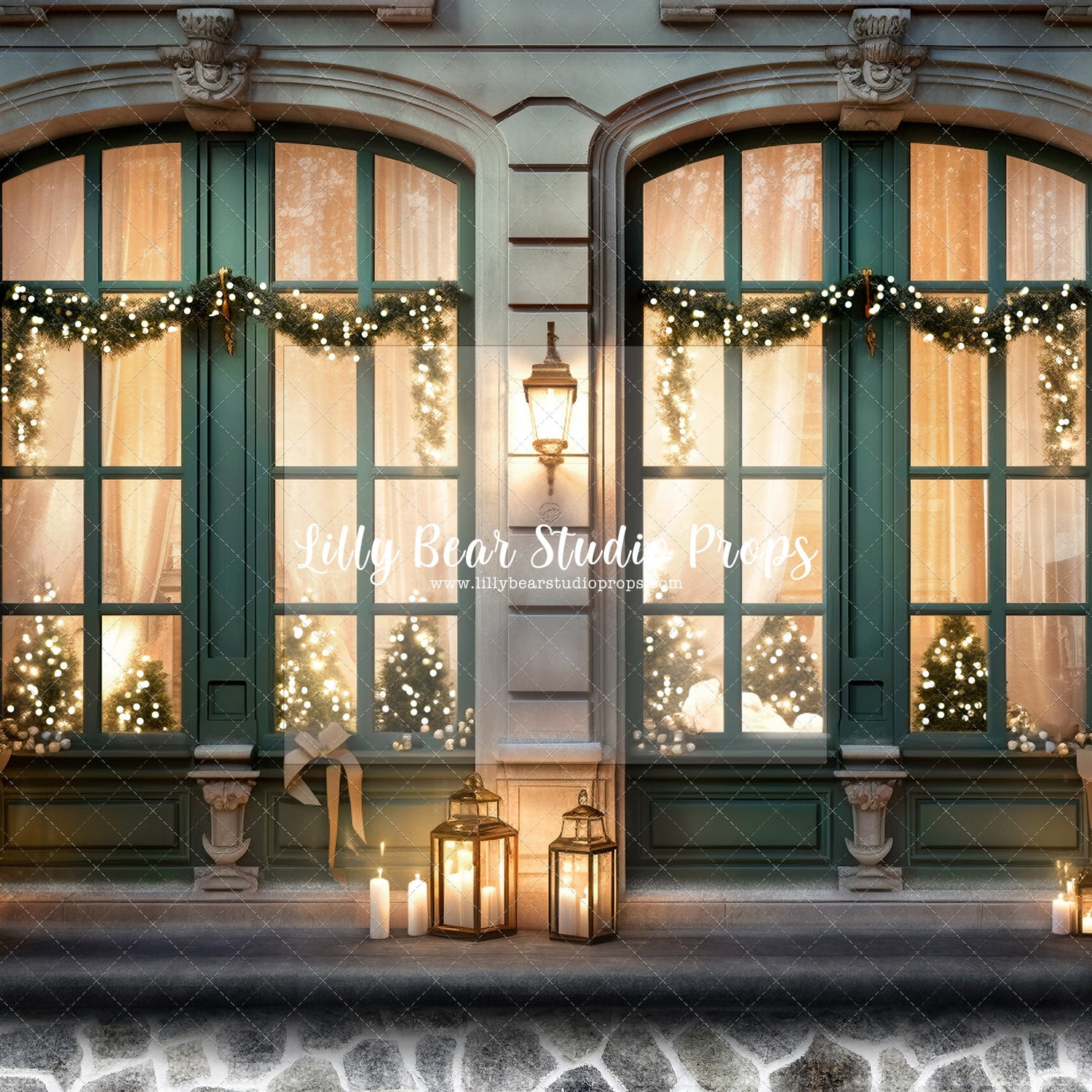 Emerald Christmas Snowy Windows