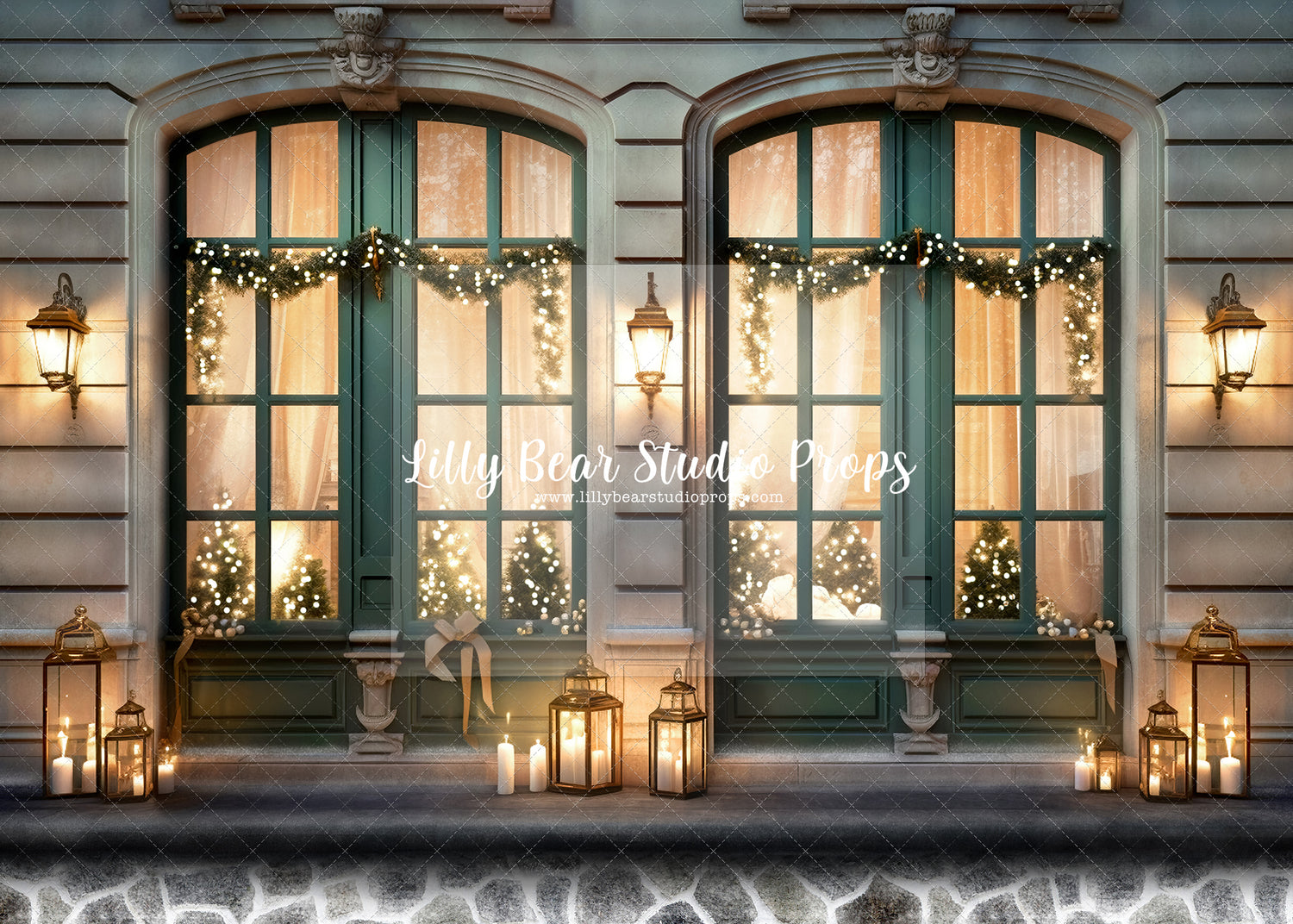 Emerald Christmas Snowy Windows