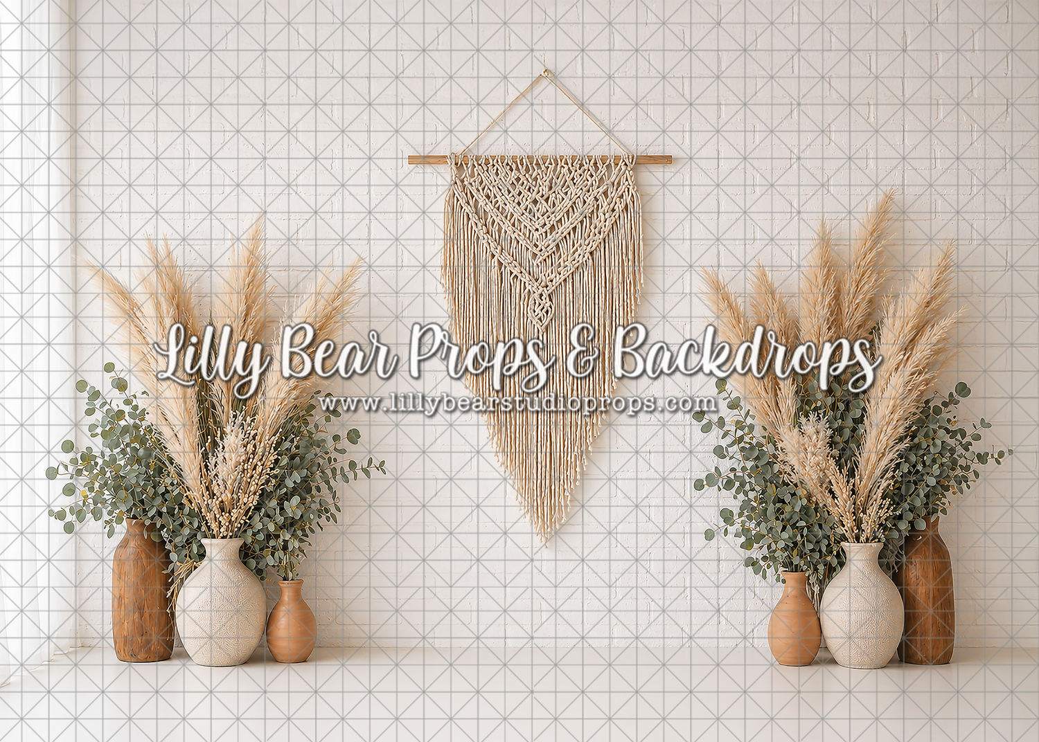 Eucalyptus & Pampas Light Wall